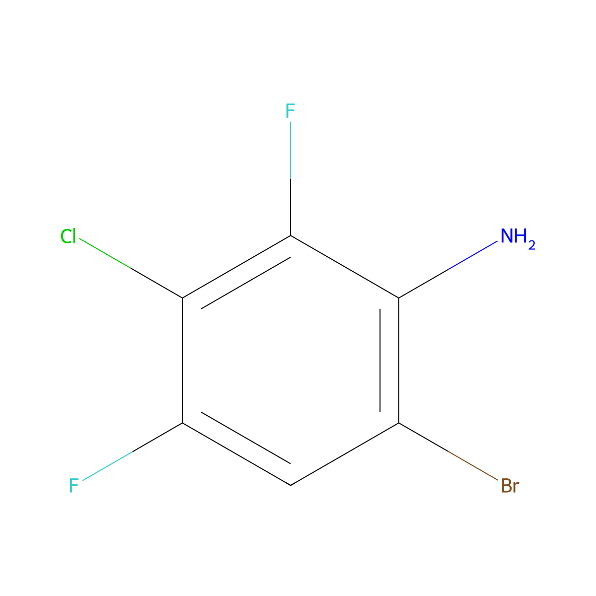 6-Bromo-3-chloro-2,4-difluoroaniline molecular structure, CAS 201849-12-9