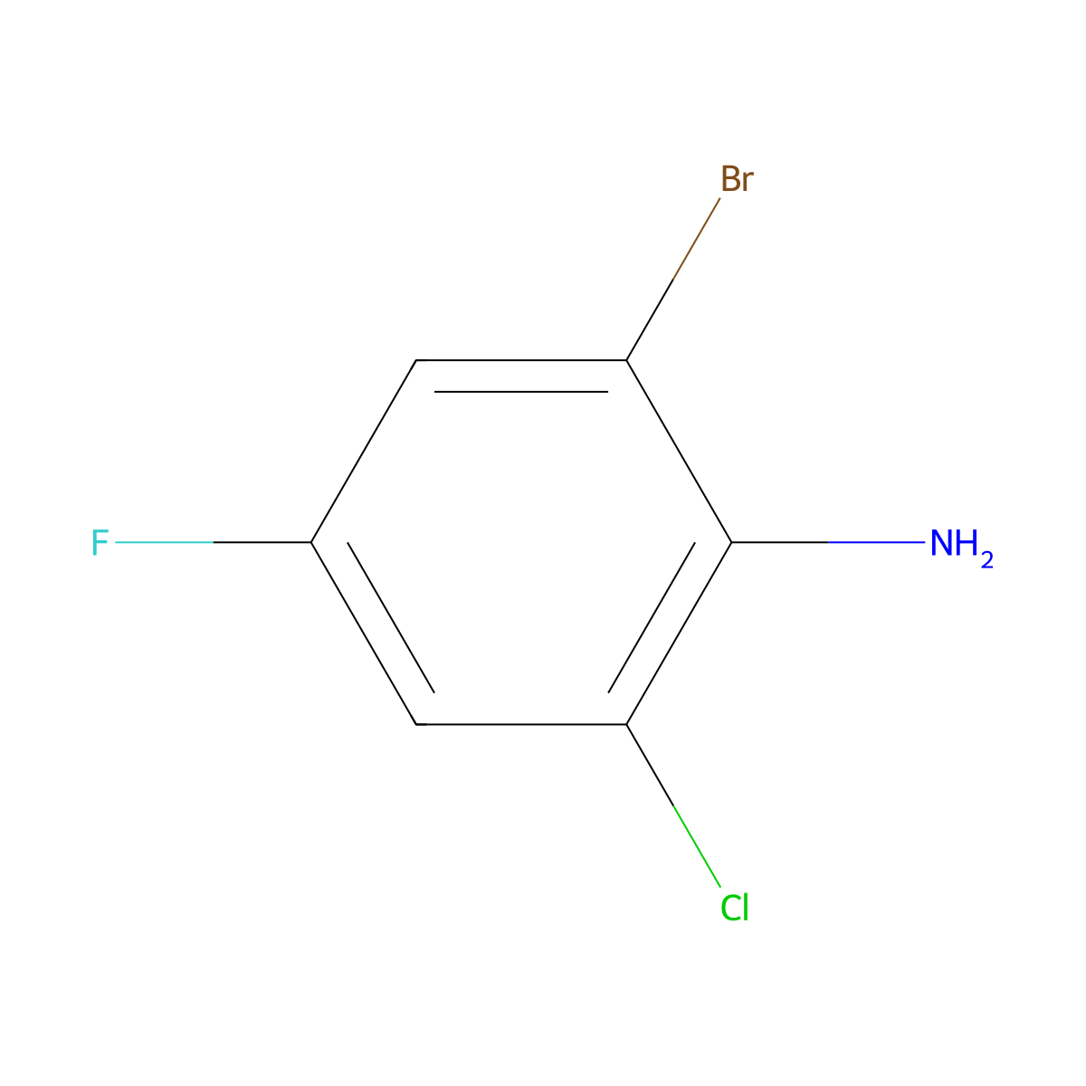 2-Bromo-6-chloro-4-fluoroaniline molecular structure, CAS 201849-14-1
