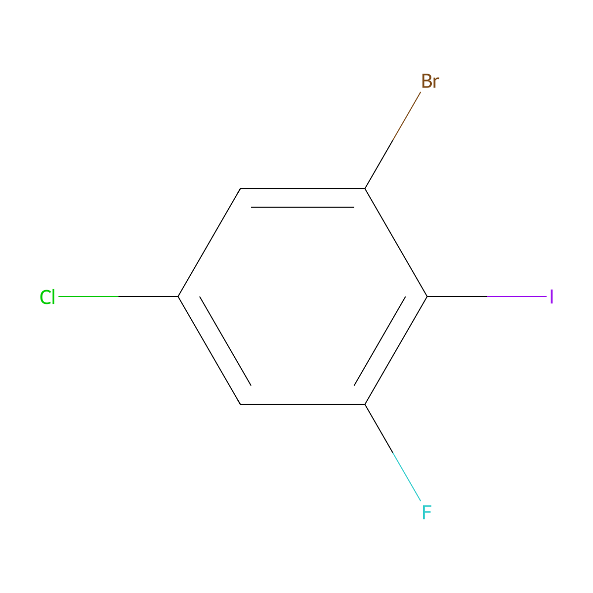 1-Bromo-5-chloro-3-fluoro-2-iodobenzene molecular structure, CAS 201849-16-3