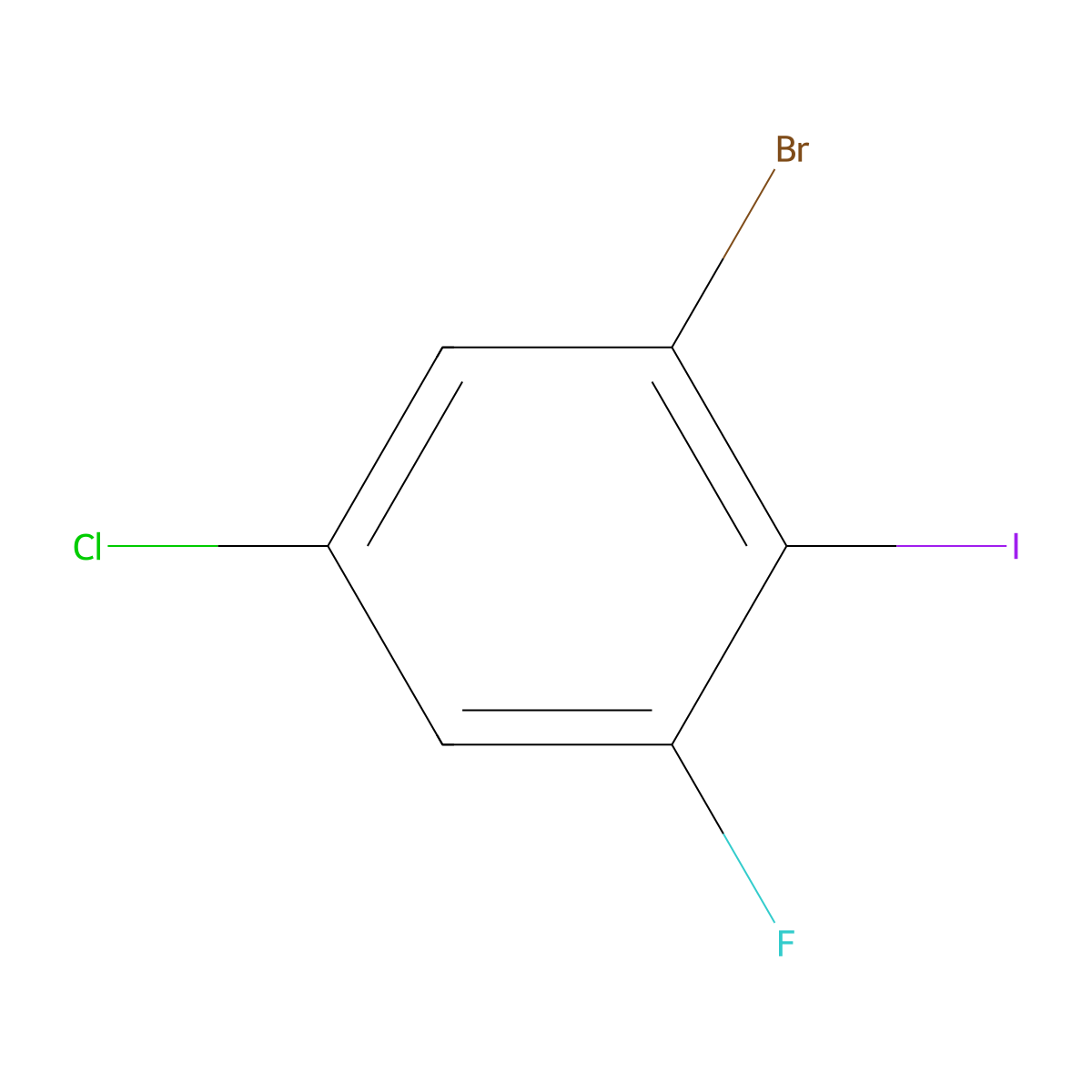 1-Bromo-5-chloro-3-fluoro-2-iodobenzene molecular structure, CAS 201849-16-3