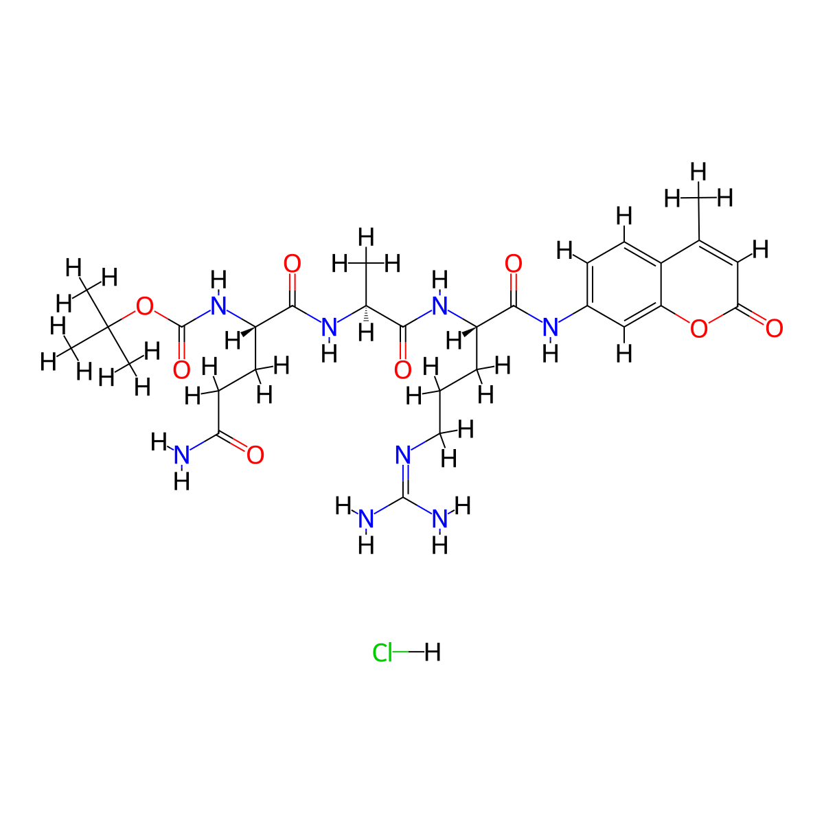 Boc-Gln-Ala-Arg-AMC HCl molecular structure, CAS 201849-55-0