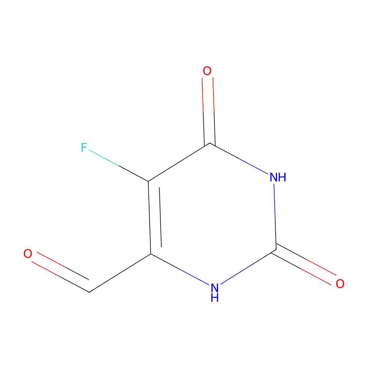 4-Pyrimidinecarboxaldehyde, 5-fluoro-1,2,3,6-tetrahydro-2,6-dioxo- molecular structure, CAS 20185-43-7