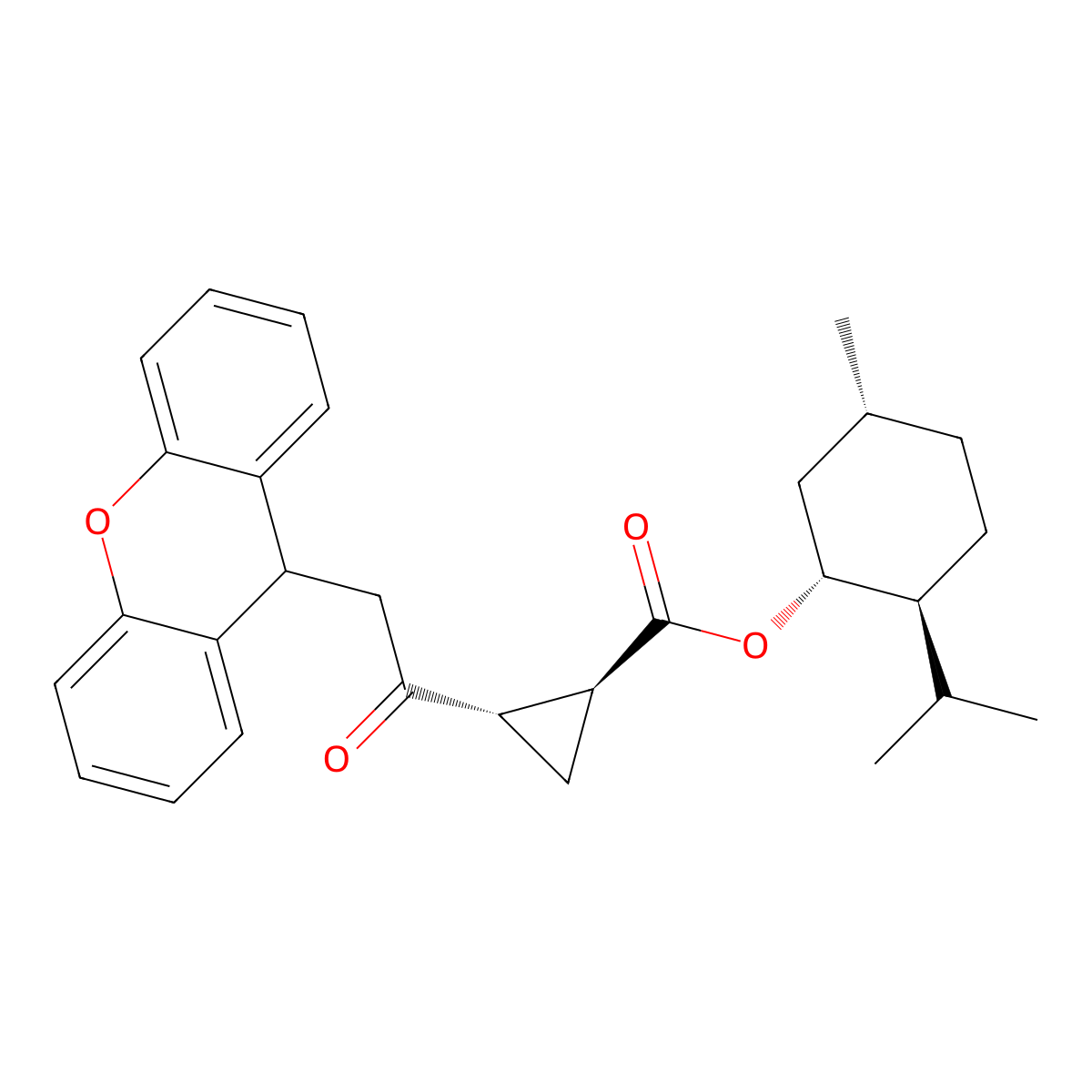 (1S,2S)-((1R,2S,5R)-2-isopropyl-5-methylcyclohexyl) 2-(2-(9H-xanthen-9-yl)acetyl)cyclopropanecarboxylate molecular structure, CAS 201851-10-7