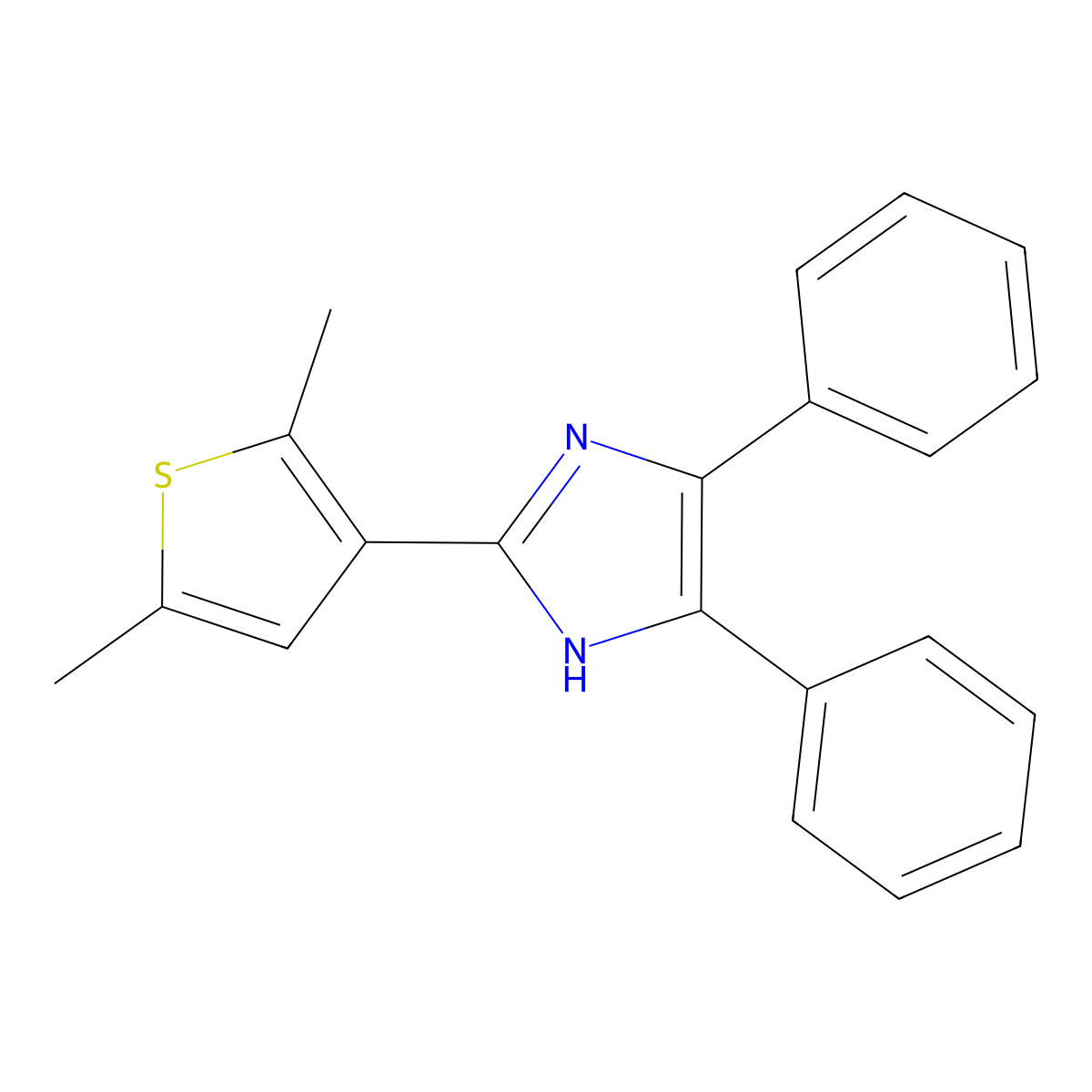 2-(2,5-dimethylthiophen-3-yl)-4,5-diphenyl-1H-imidazole molecular structure, CAS 201852-75-7
