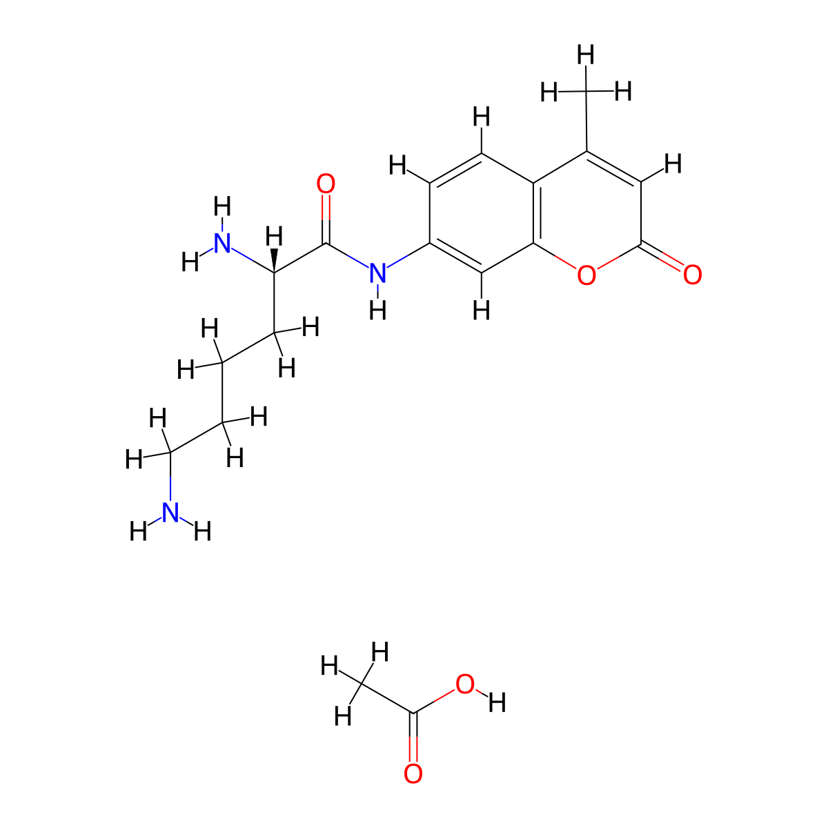L-Lysine 7-amido-4-methylcoumarin acetate salt molecular structure, CAS 201853-23-8