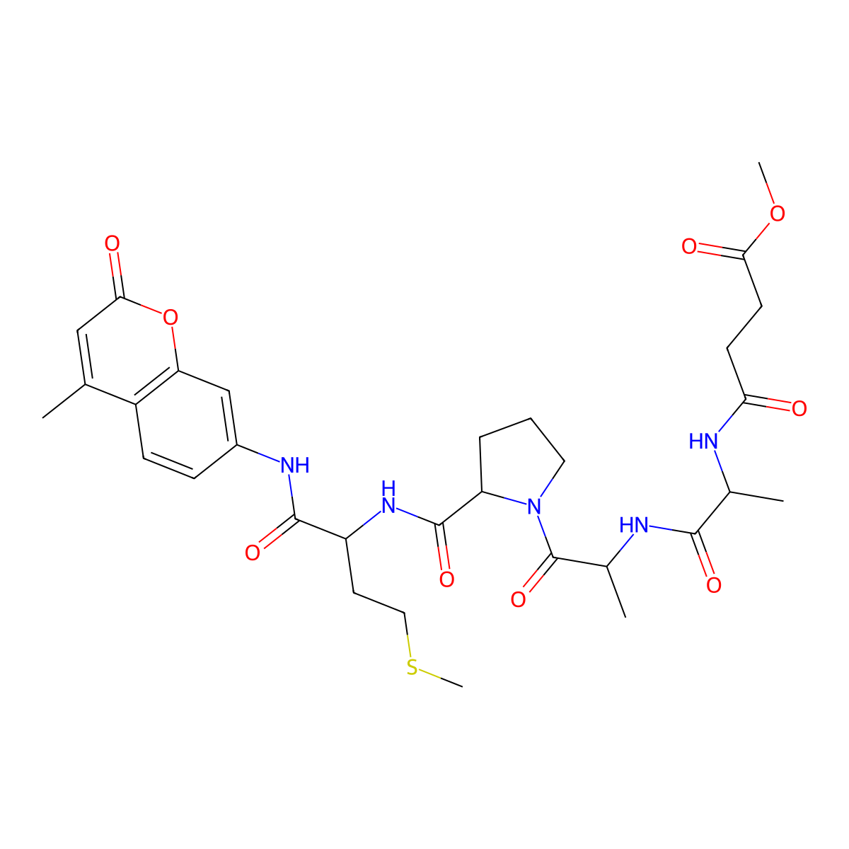 MeOSuc-Ala-Ala-Pro-Met-AMC molecular structure, CAS 201853-55-6