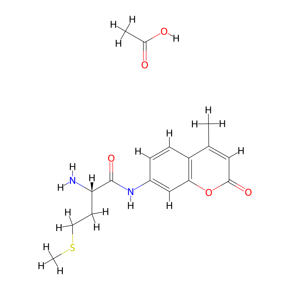 (S)-2-Amino-N-(4-methyl-2-oxo-2H-chromen-7-yl)-4-(methylthio)butanamide acetate molecular structure, CAS 201854-07-1