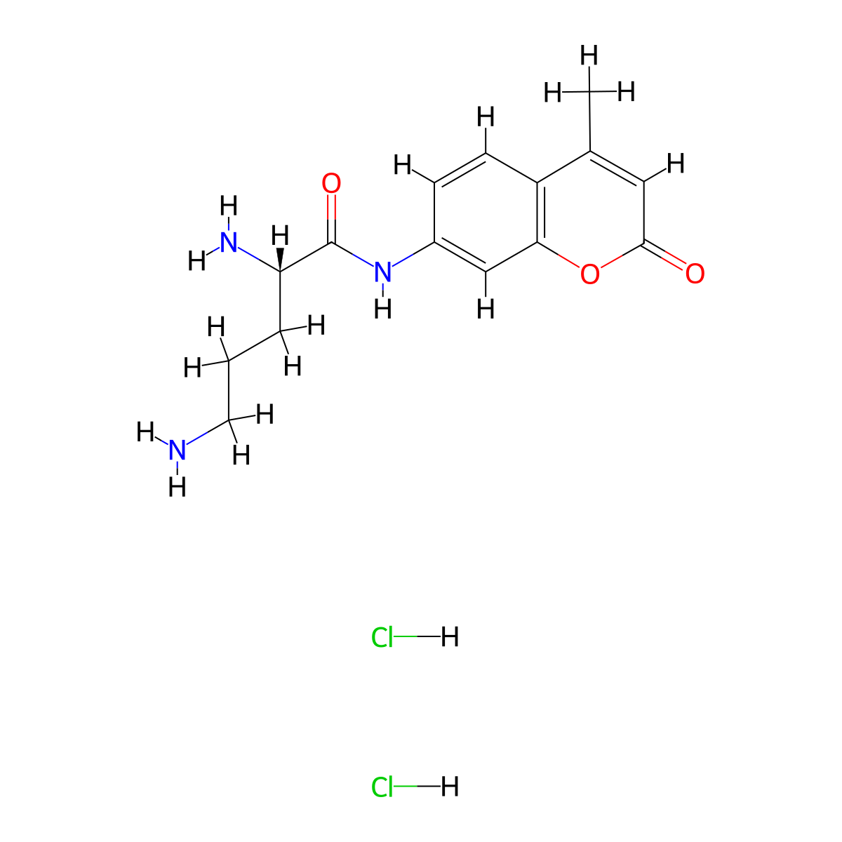L-Ornithine 7-amido-4-methylcoumarin dihydrochloride molecular structure, CAS 201854-09-3