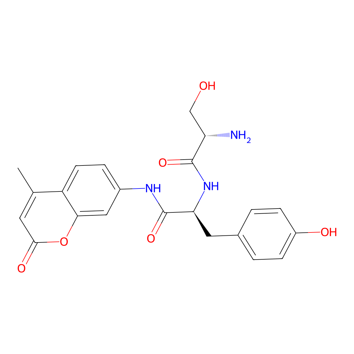 L-Seryl-N-(4-methyl-2-oxo-2H-1-benzopyran-7-yl)-L-tyrosinamide molecular structure, CAS 201855-53-0