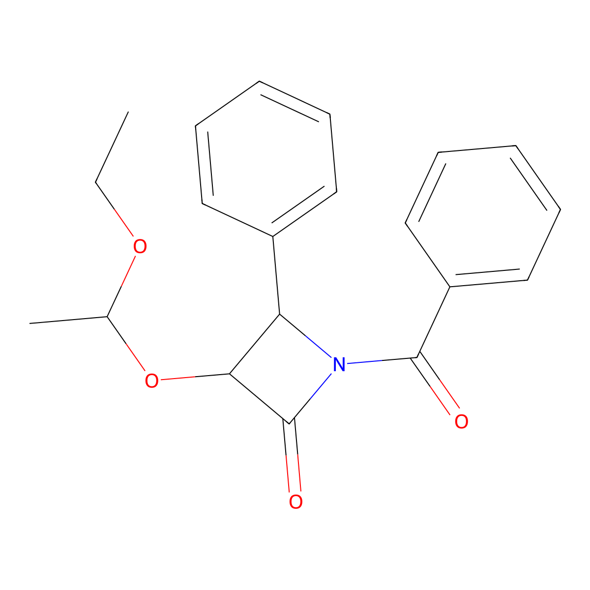 (3R,4S)-1-Benzoyl-3-(1-ethoxyethoxy)-4-phenylazetidin-2-one molecular structure, CAS 201856-53-3