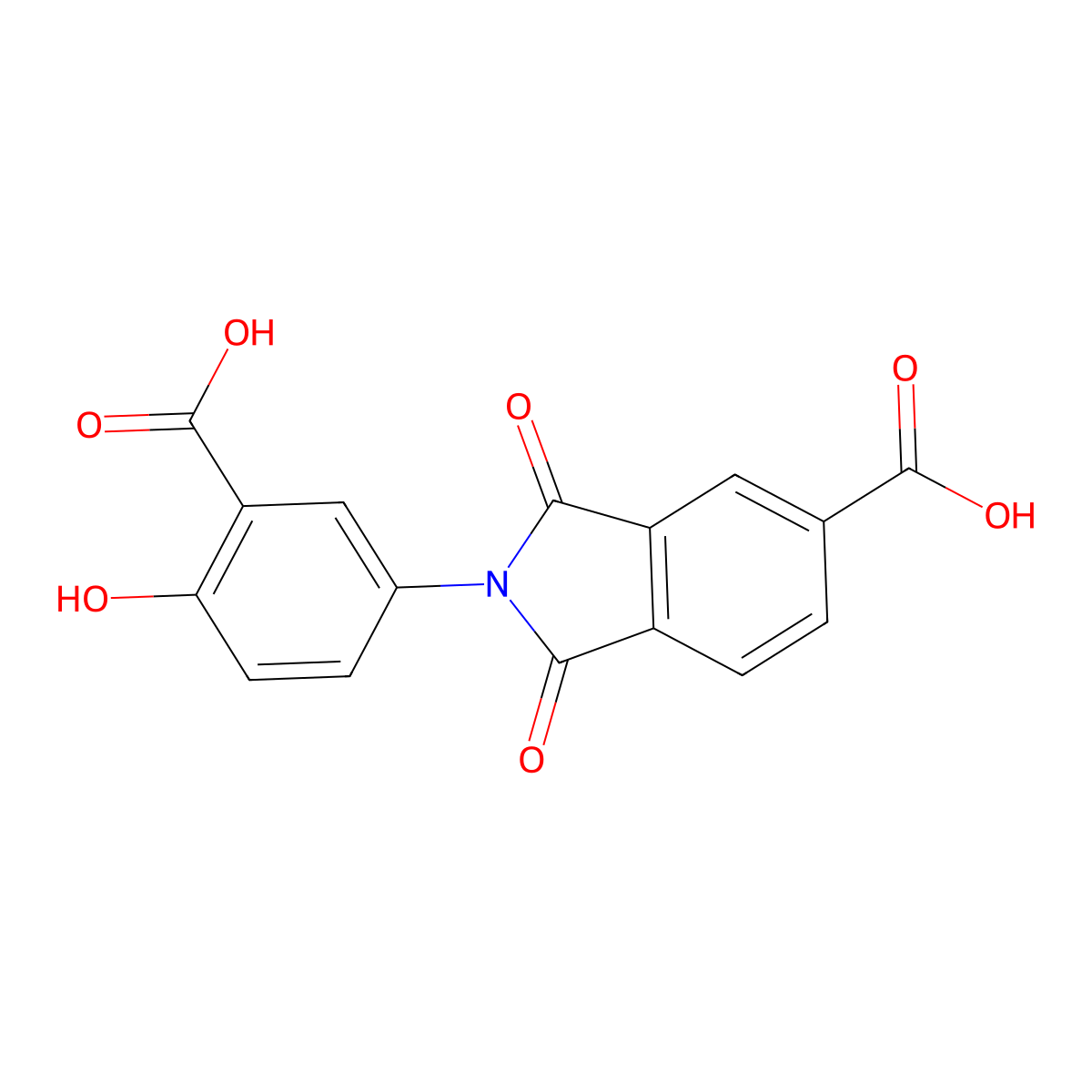 2-(3-carboxy-4-hydroxyphenyl)-1,3-dioxo-2,3-dihydro-1H-isoindole-5-carboxylic acid molecular structure, CAS 201857-73-0