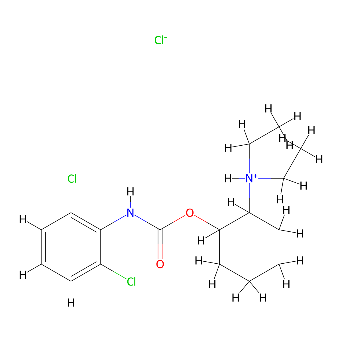 2-(Diethylamino)cyclohexyl hydrogen (2,6-dichlorophenyl)carbonimidate--hydrogen chloride (1/1) molecular structure, CAS 20186-51-0