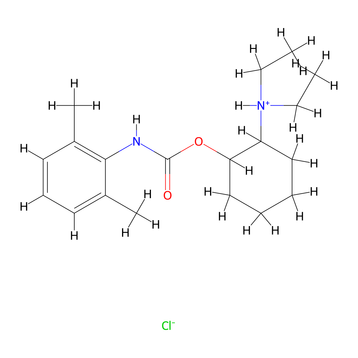 2-(Diethylamino)cyclohexyl hydrogen (2,6-dimethylphenyl)carbonimidate--hydrogen chloride (1/1) molecular structure, CAS 20186-59-8