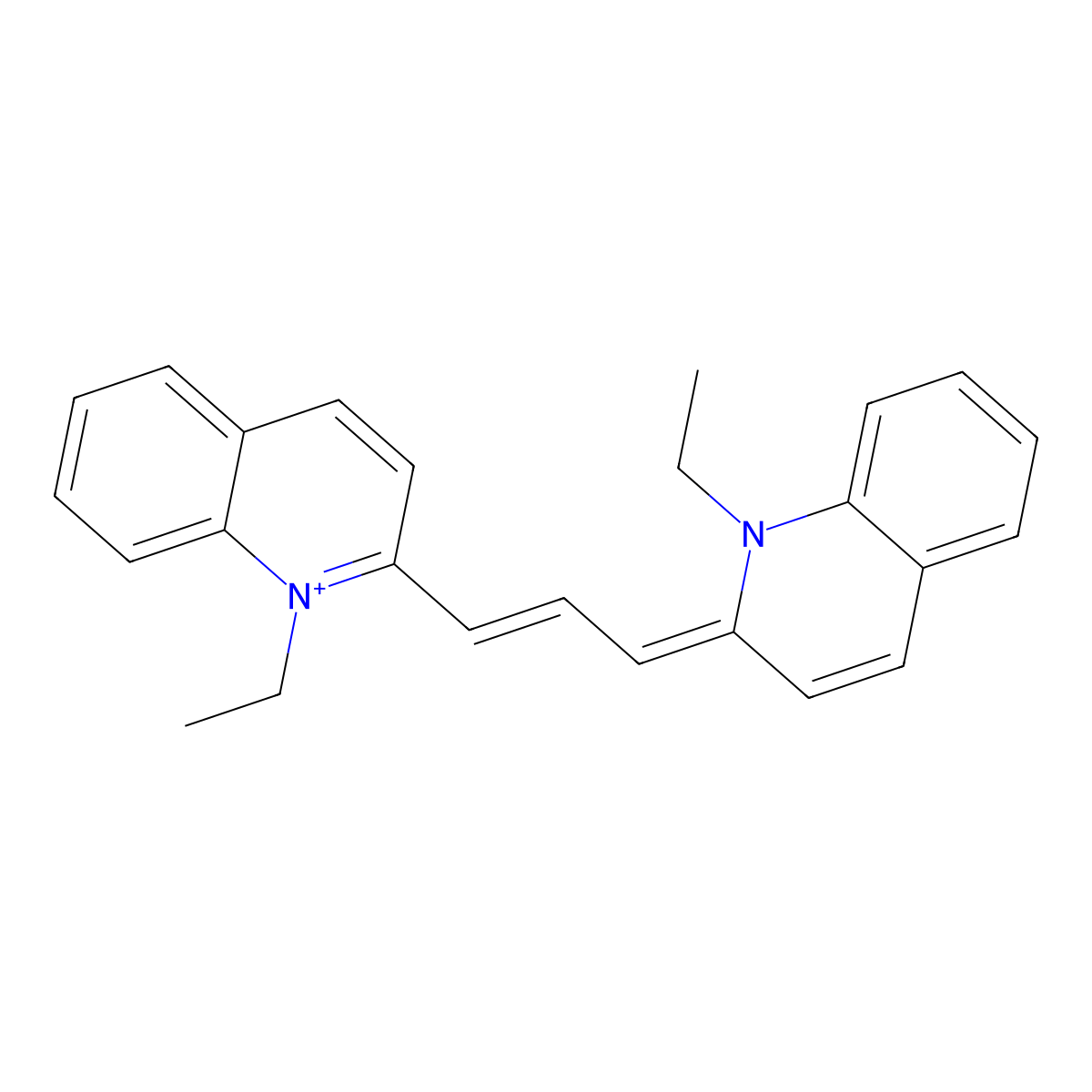Pinacyanol cation molecular structure, CAS 20187-38-6