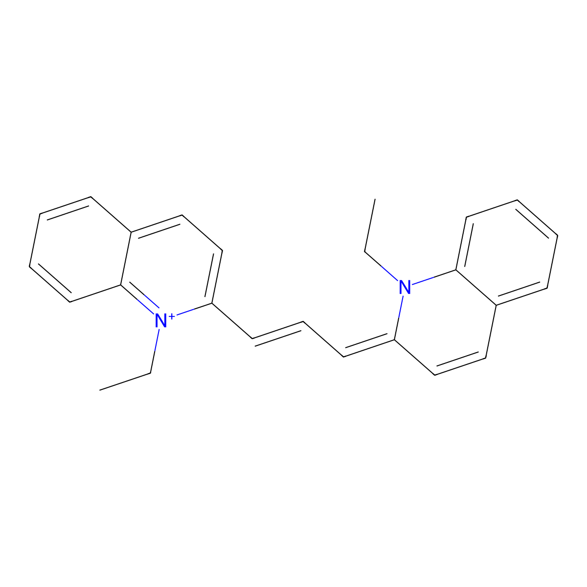 Pinacyanol cation molecular structure, CAS 20187-38-6