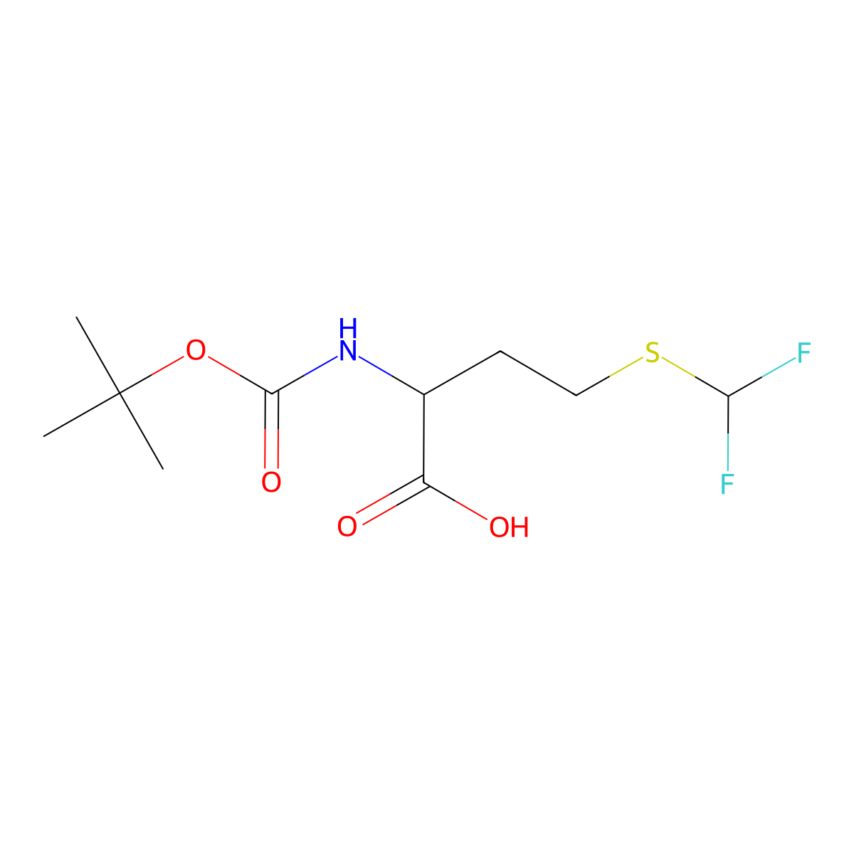 (2S)-2-{[(tert-butoxy)carbonyl]amino}-4-[(difluoromethyl)sulfanyl]butanoic acid molecular structure, CAS 201870-89-5