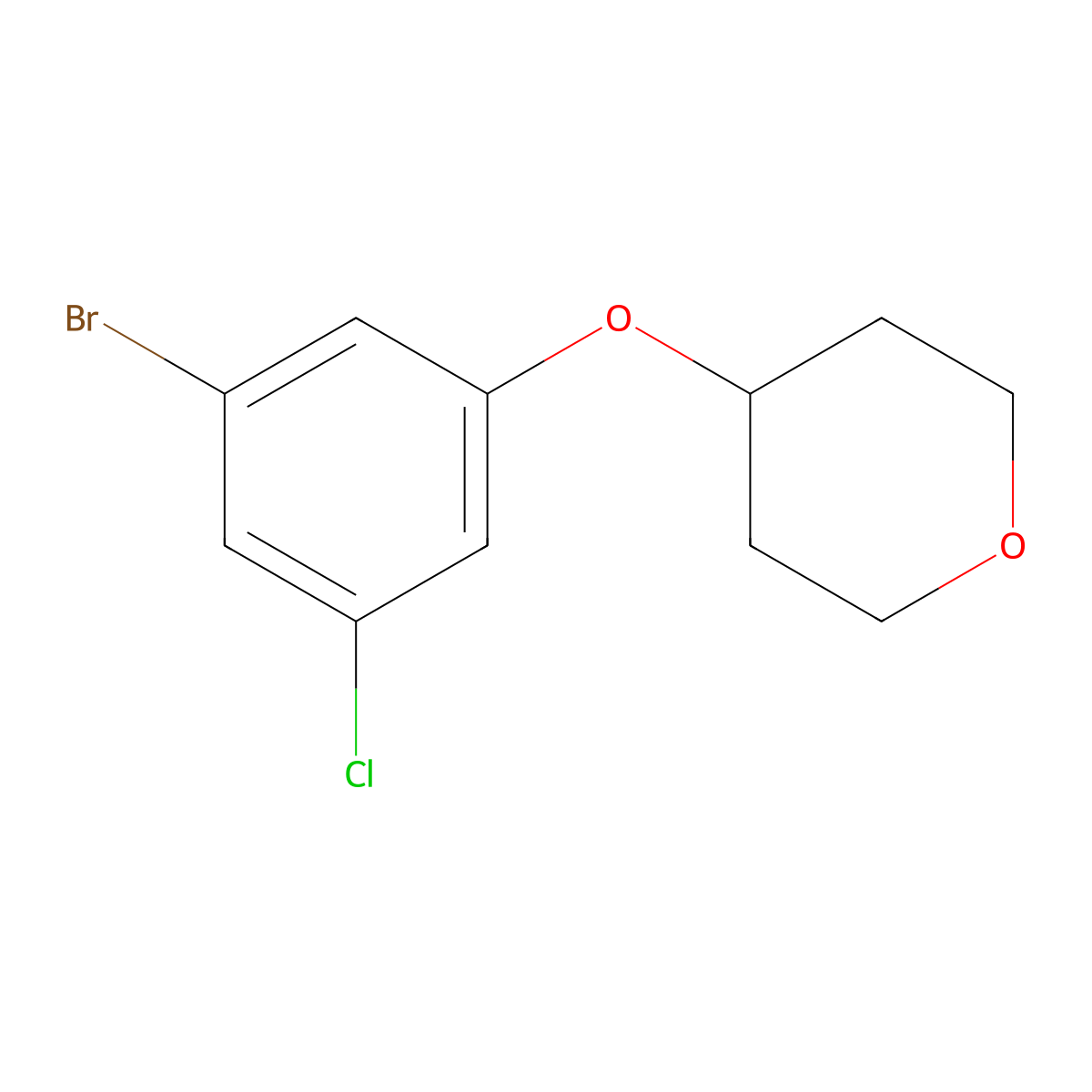 4-(3-Bromo-5-chlorophenoxy)oxane molecular structure, CAS 2018846-25-6