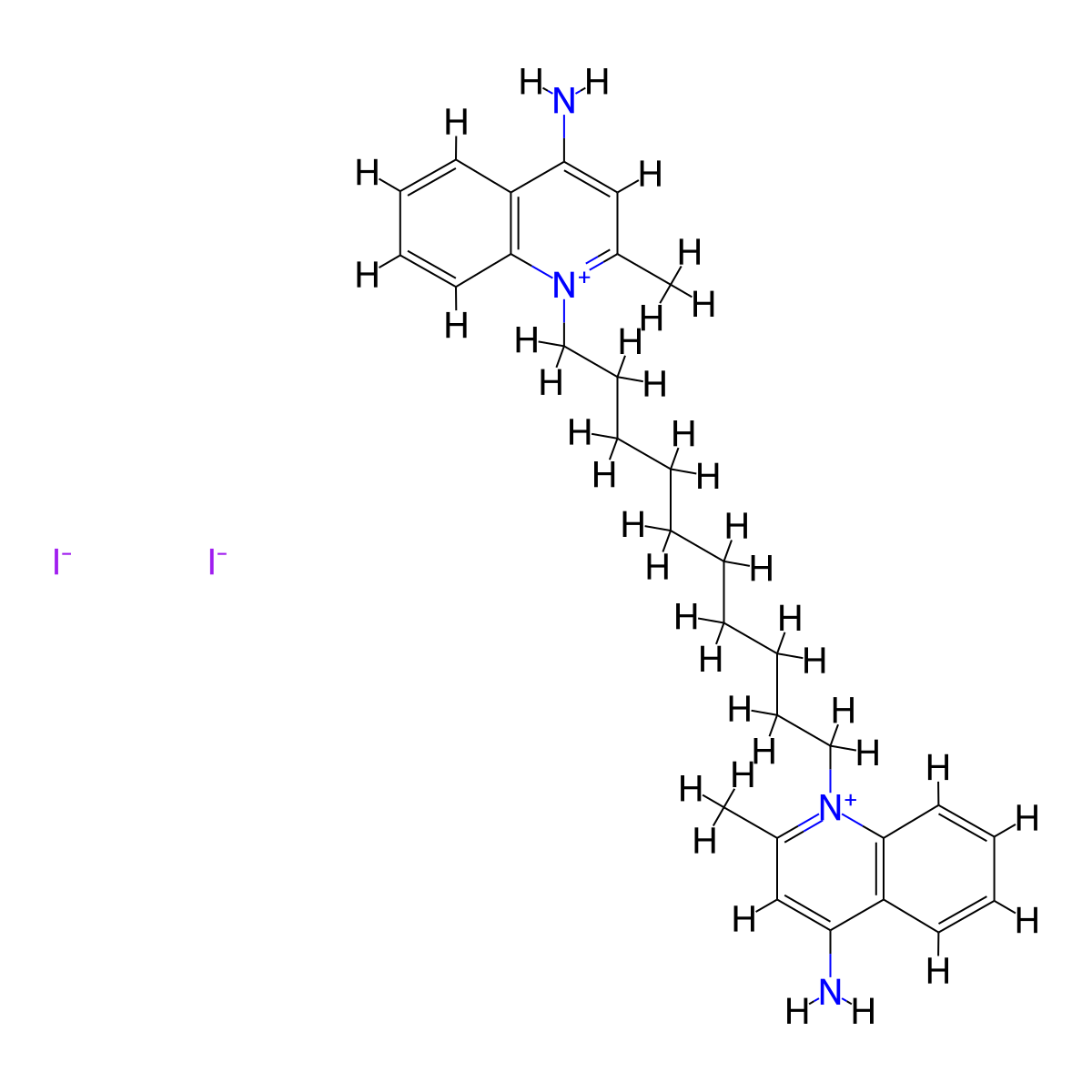 Dequalinium iodide molecular structure, CAS 2019-42-3