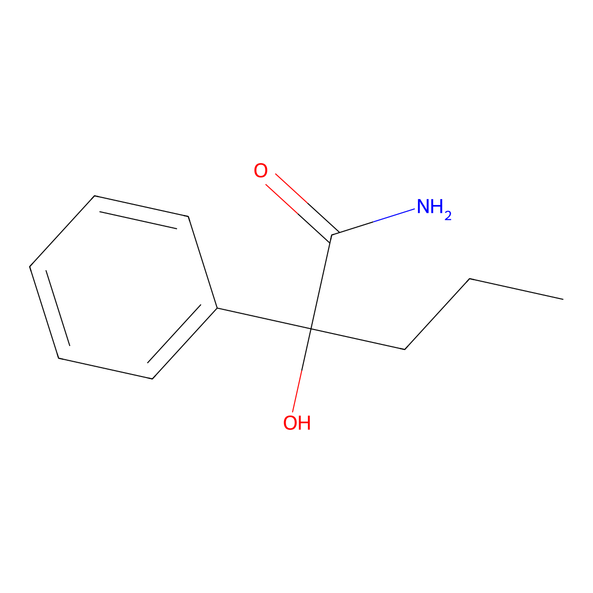 2-Hydroxy-2-phenylpentanamide molecular structure, CAS 2019-67-2