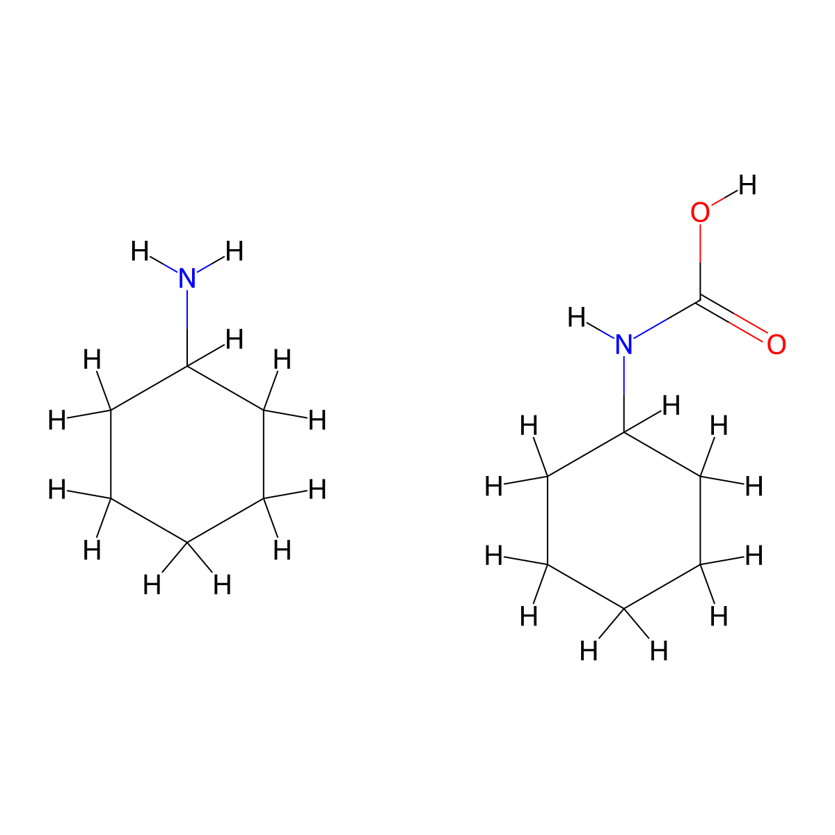 Carbamic acid, N-cyclohexyl-, compd. with cyclohexanamine (1:1) molecular structure, CAS 20190-03-8