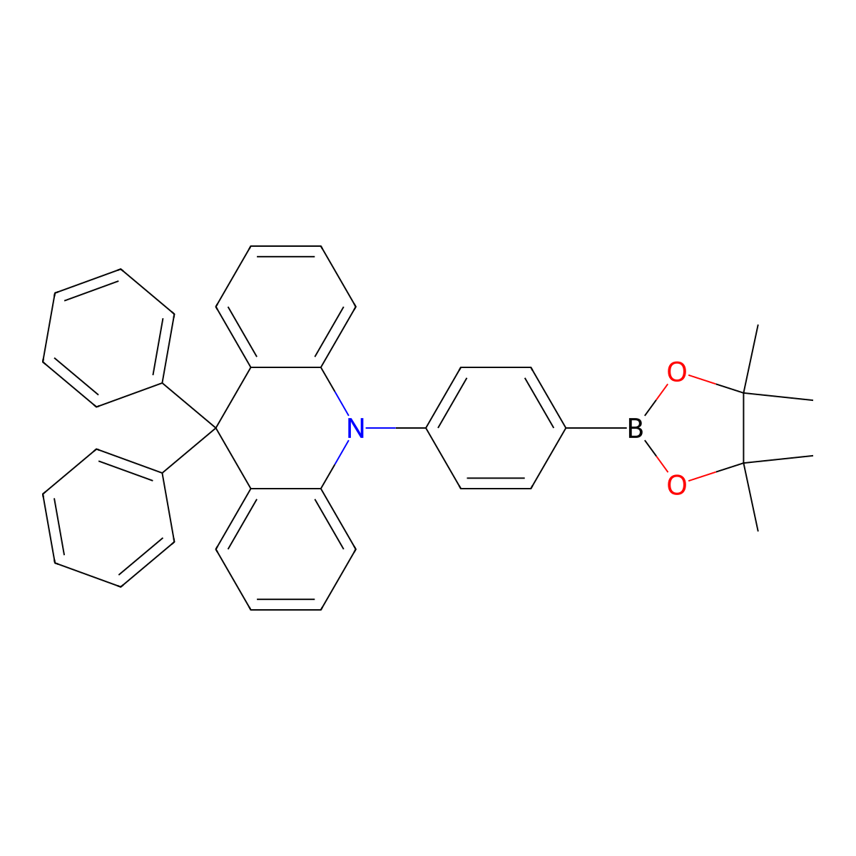 9,9-Diphenyl-10-(4-(4,4,5,5-tetramethyl-1,3,2-dioxaborolan-2-yl)phenyl)-9,10-dihydroacridine molecular structure, CAS 2019165-19-4