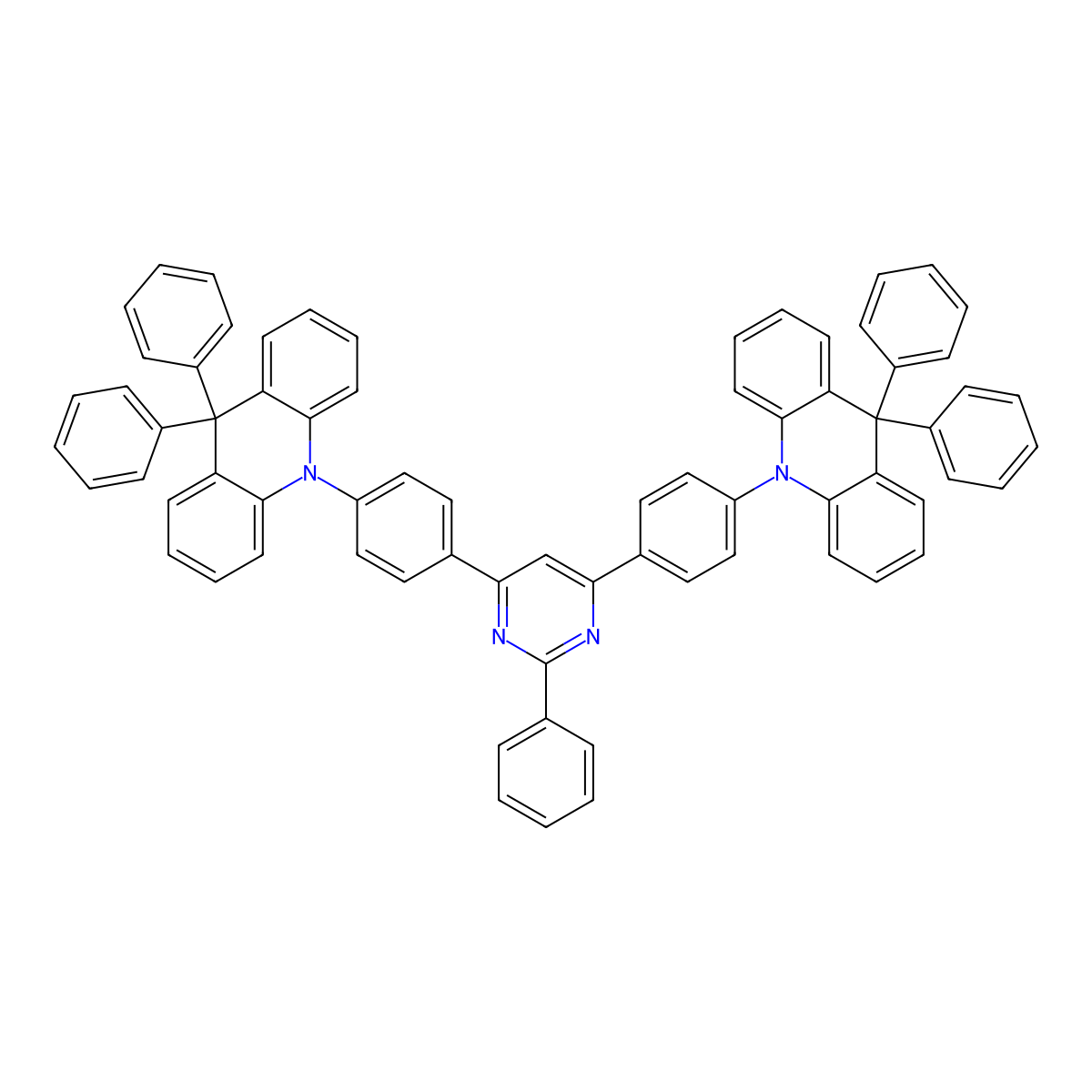 2-Phenyl-4,6-bis[4-(9,9-diphenyl-9,10-dihydroacridine)-phenyl]pyrimidine molecular structure, CAS 2019165-21-8
