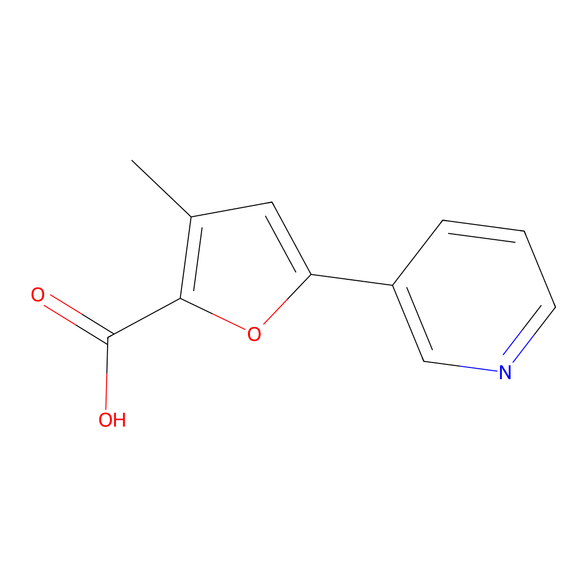 3-Methyl-5-(pyridin-3-yl)furan-2-carboxylic acid molecular structure, CAS 2019166-42-6