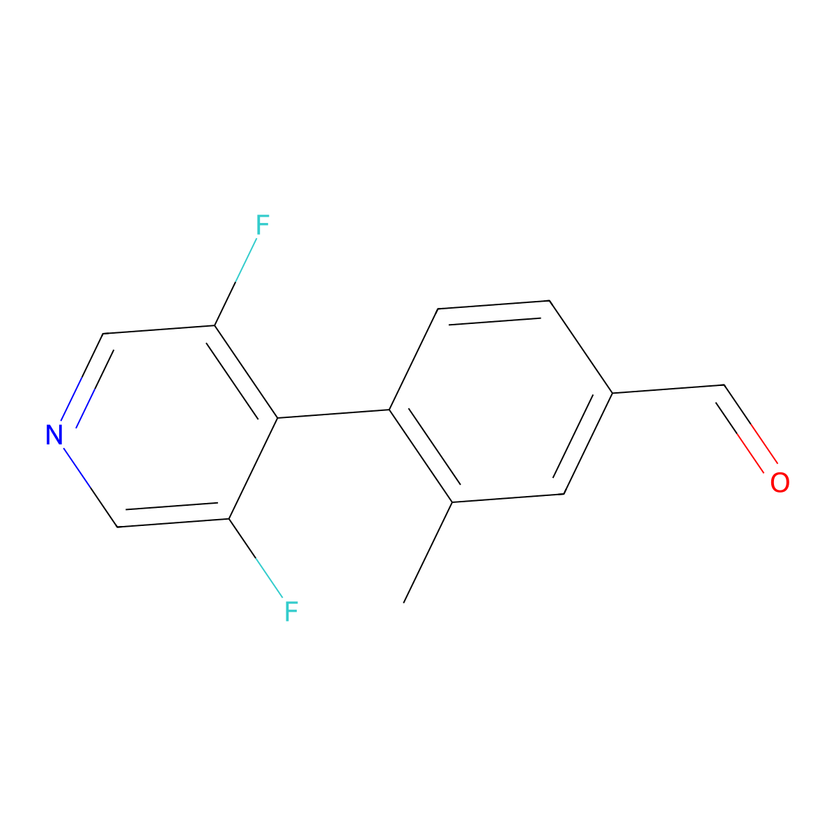 4-(3,5-Difluoro-4-pyridinyl)-3-methylbenzaldehyde molecular structure, CAS 2019170-69-3