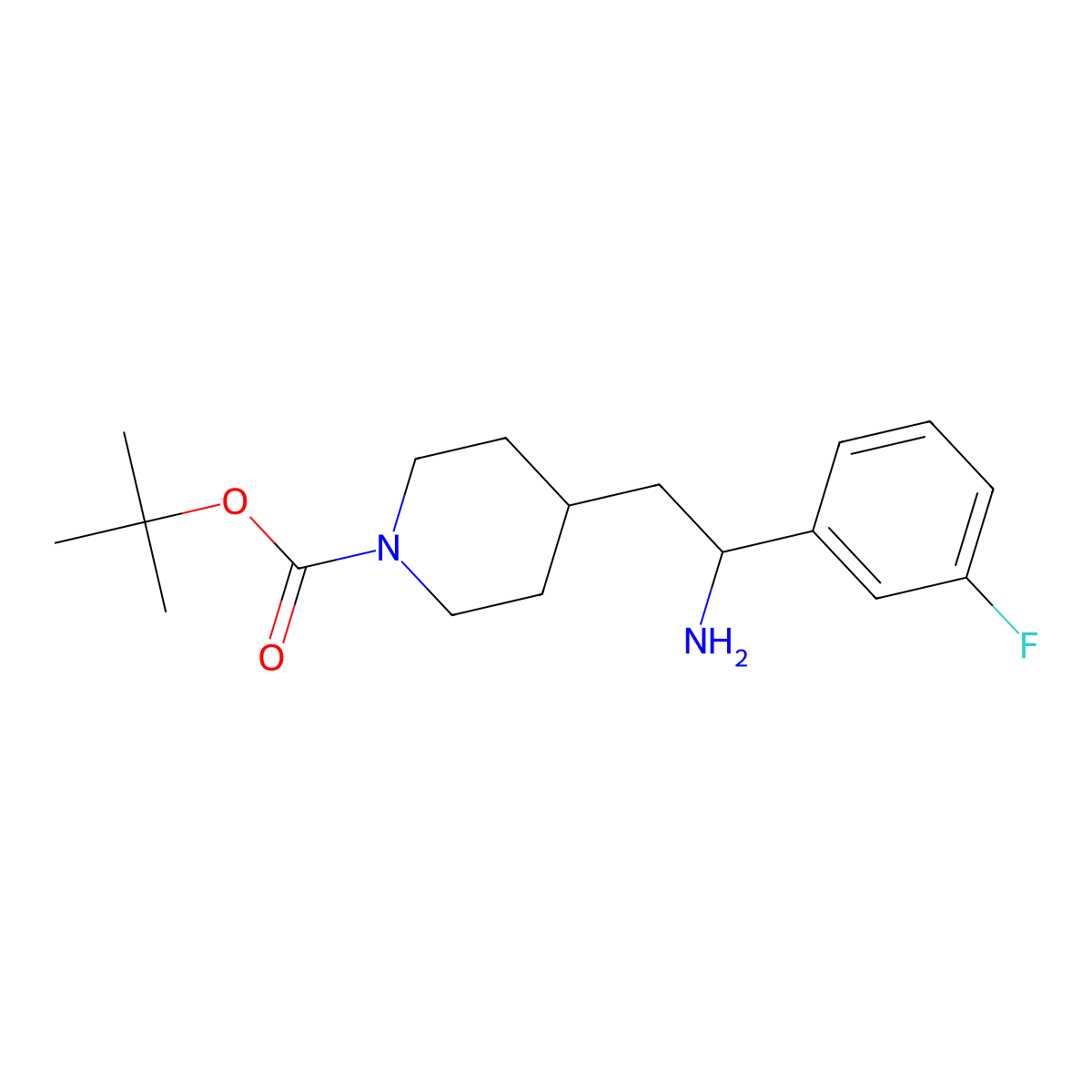 Tert-butyl 4-[2-amino-2-(3-fluorophenyl)ethyl]piperidine-1-carboxylate molecular structure, CAS 2019187-01-8