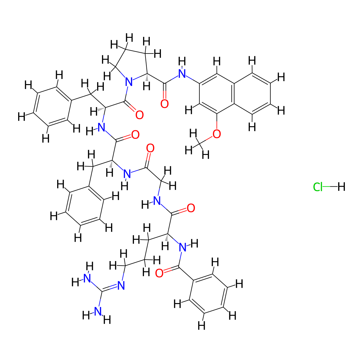 Bz-Arg-Gly-Phe-Phe-Pro-4MbNA HCl molecular structure, CAS 201928-98-5