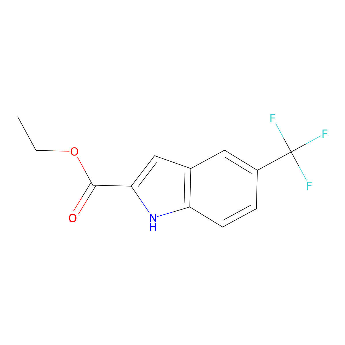 Ethyl 5-(trifluoromethyl)-1H-indole-2-carboxylate molecular structure, CAS 201929-84-2