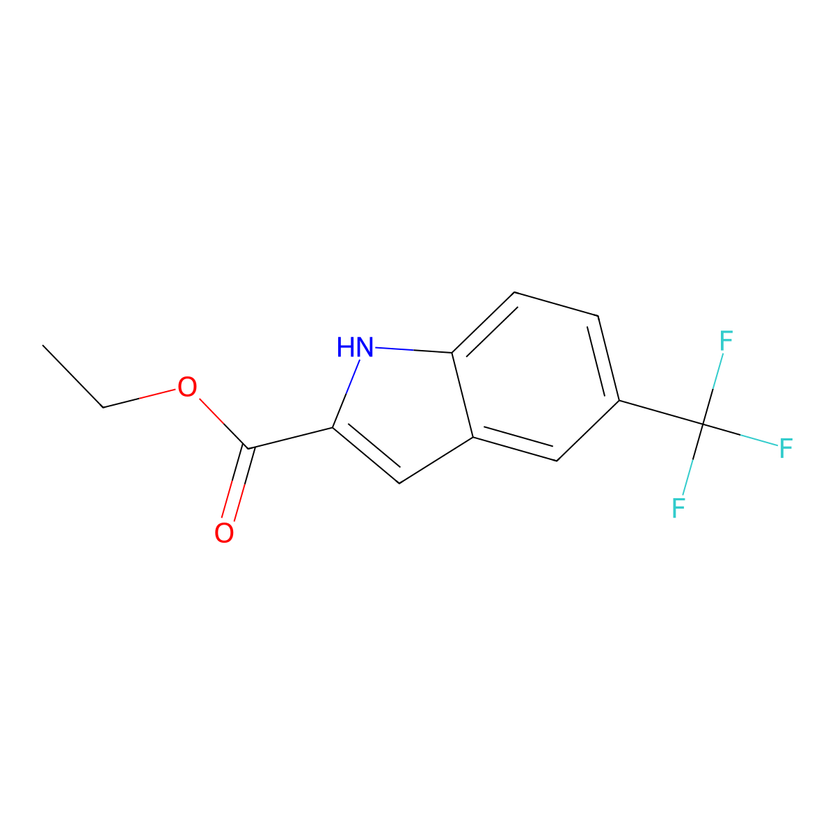 Ethyl 5-(trifluoromethyl)-1H-indole-2-carboxylate molecular structure, CAS 201929-84-2