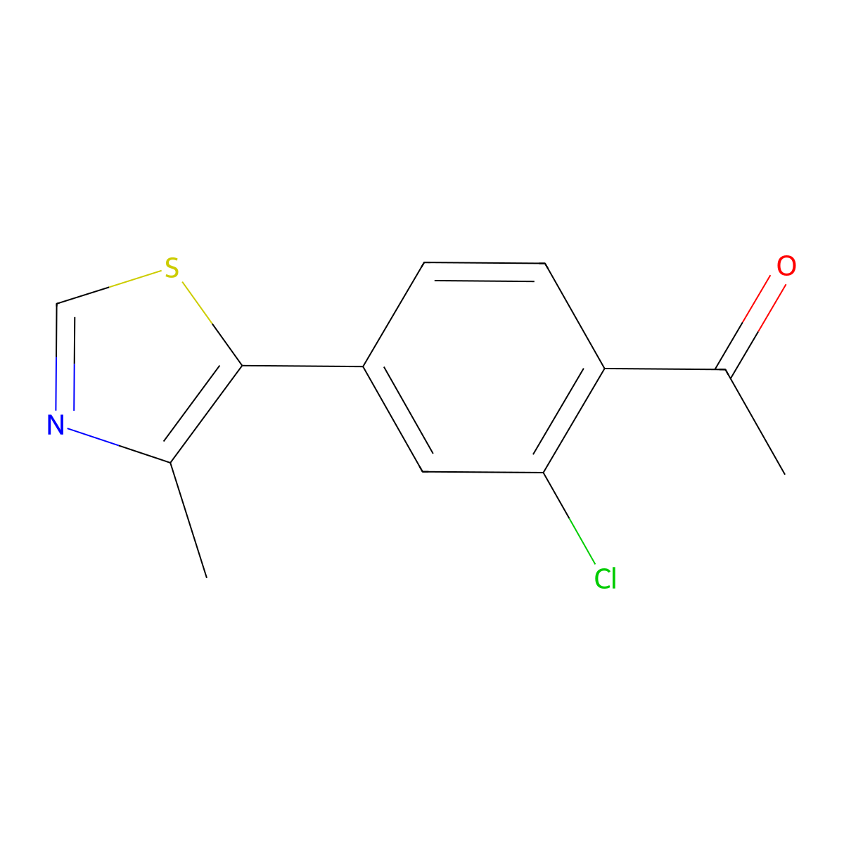 1-[2-Chloro-4-(4-methyl-1,3-thiazol-5-yl)phenyl]ethan-1-one molecular structure, CAS 2019353-44-5
