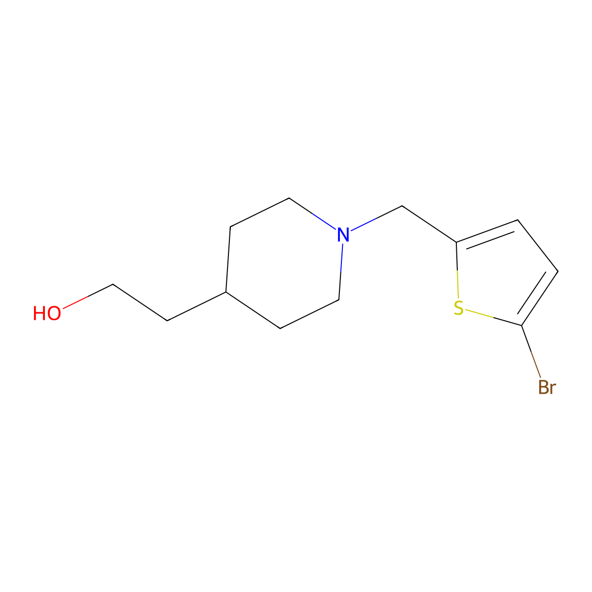 2-(1-((5-Bromothiophen-2-yl)methyl)piperidin-4-yl)ethan-1-ol molecular structure, CAS 2019382-03-5