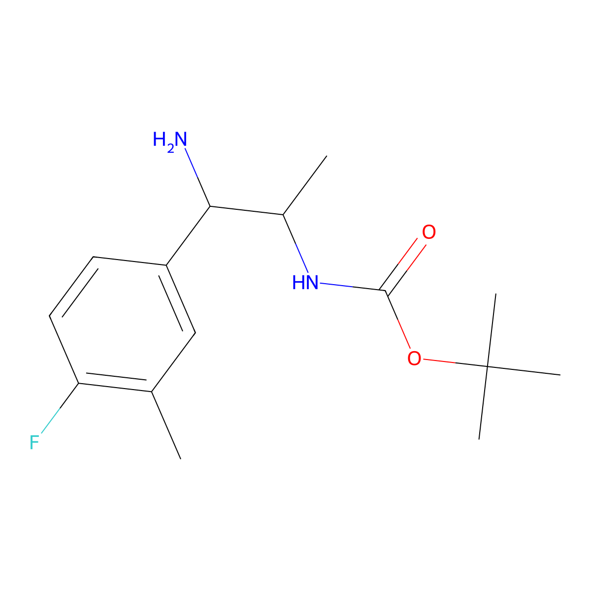 tert-butyl N-[1-amino-1-(4-fluoro-3-methylphenyl)propan-2-yl]carbamate molecular structure, CAS 2019389-35-4