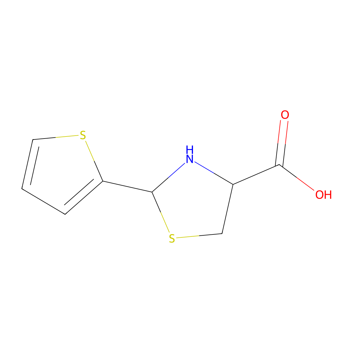 (R)-2-Thiophen-2-ylthiazolidine-4-carboxylic acid molecular structure, CAS 201942-94-1