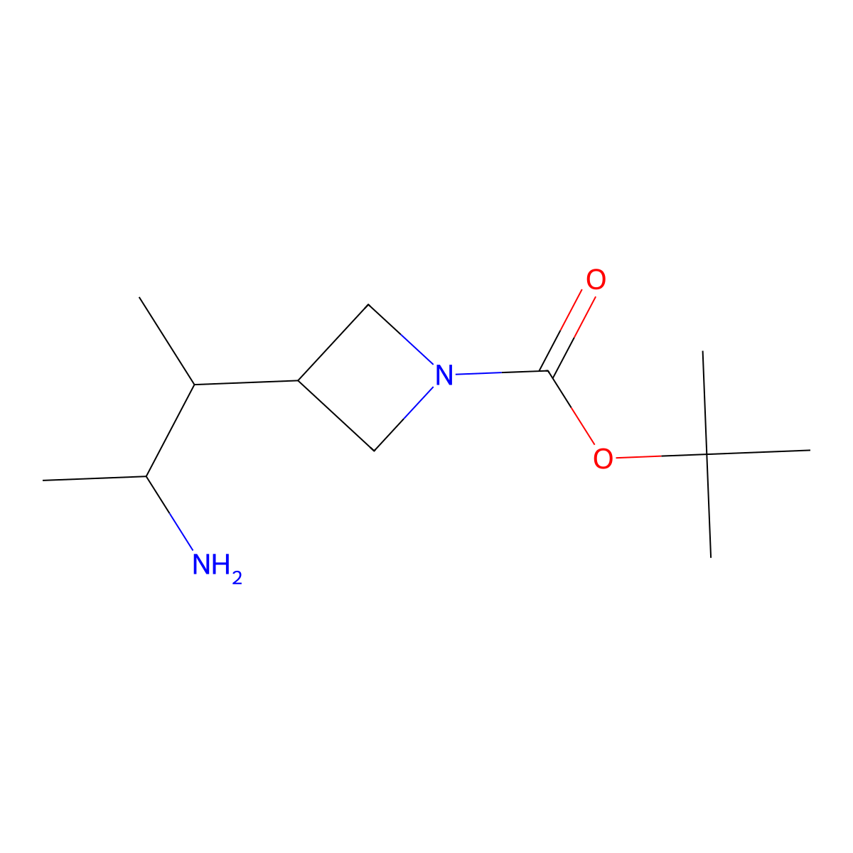 Tert-butyl 3-(3-aminobutan-2-yl)azetidine-1-carboxylate molecular structure, CAS 2019425-20-6