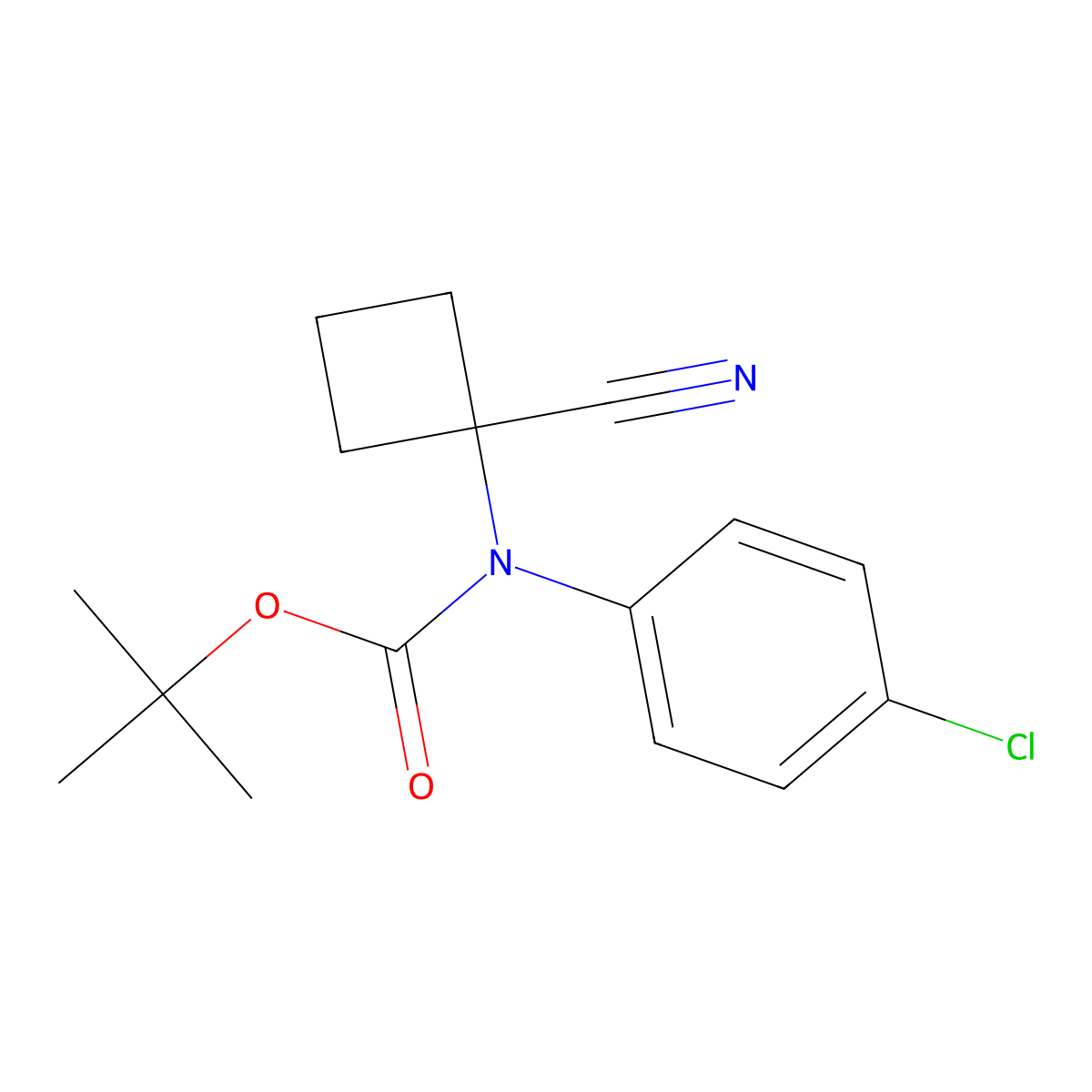 tert-butyl N-(4-chlorophenyl)-N-(1-cyanocyclobutyl)carbamate molecular structure, CAS 2019434-57-0