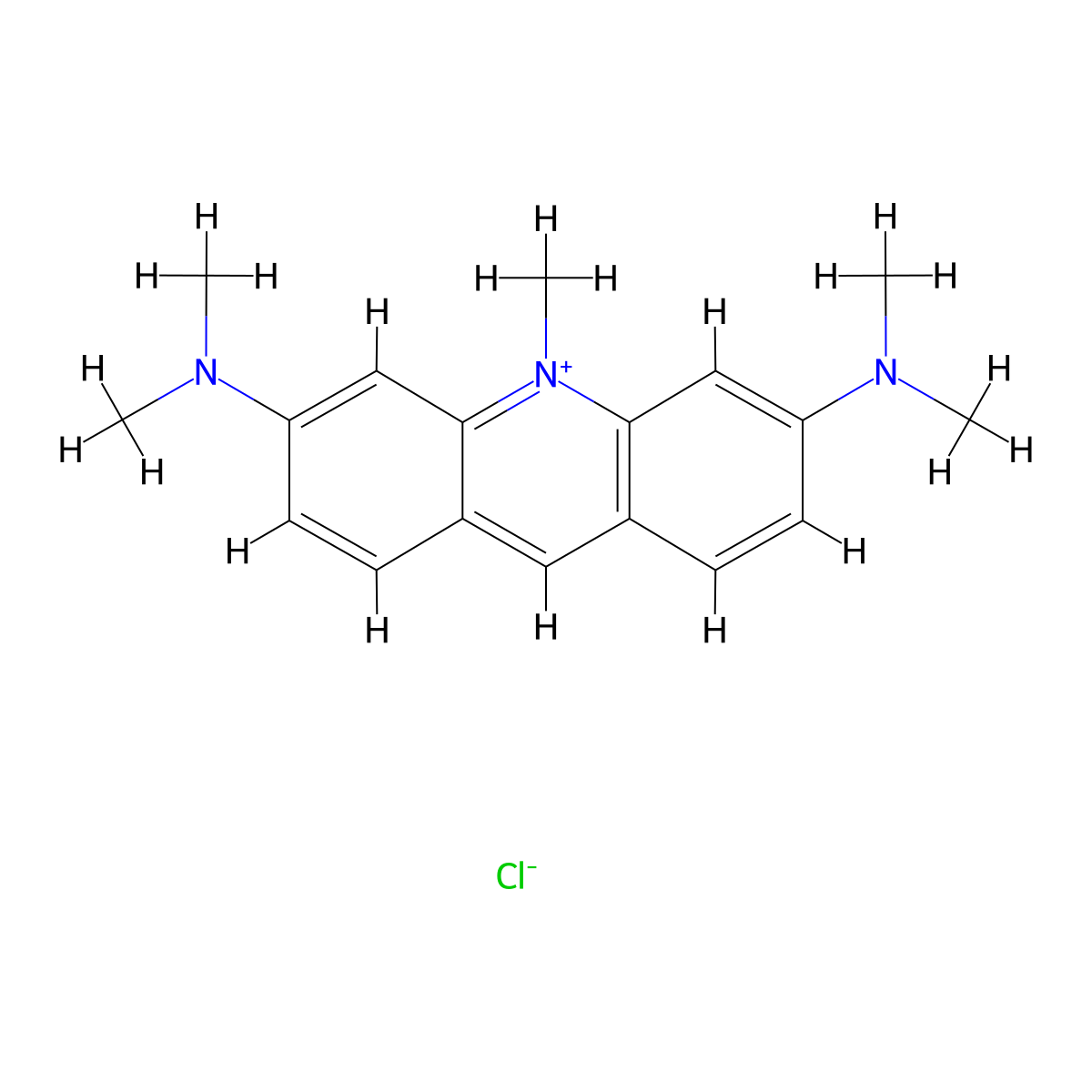 Acridinium, 3,6-bis(dimethylamino)-10-methyl-, chloride (1:1) molecular structure, CAS 20195-94-2