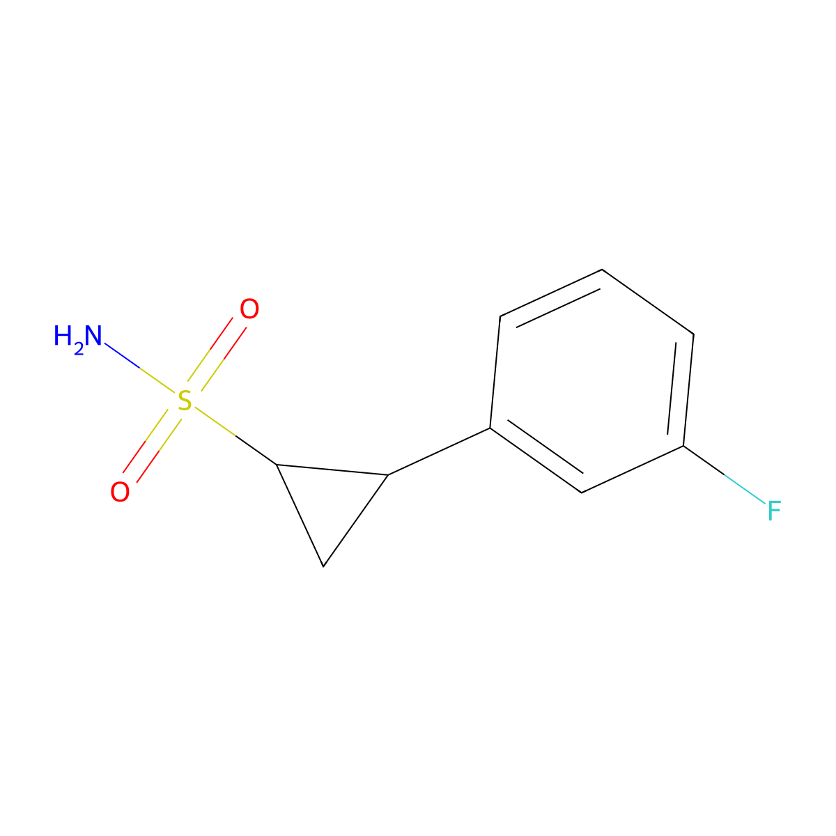 2-(3-Fluorophenyl)cyclopropane-1-sulfonamide molecular structure, CAS 2019525-82-5