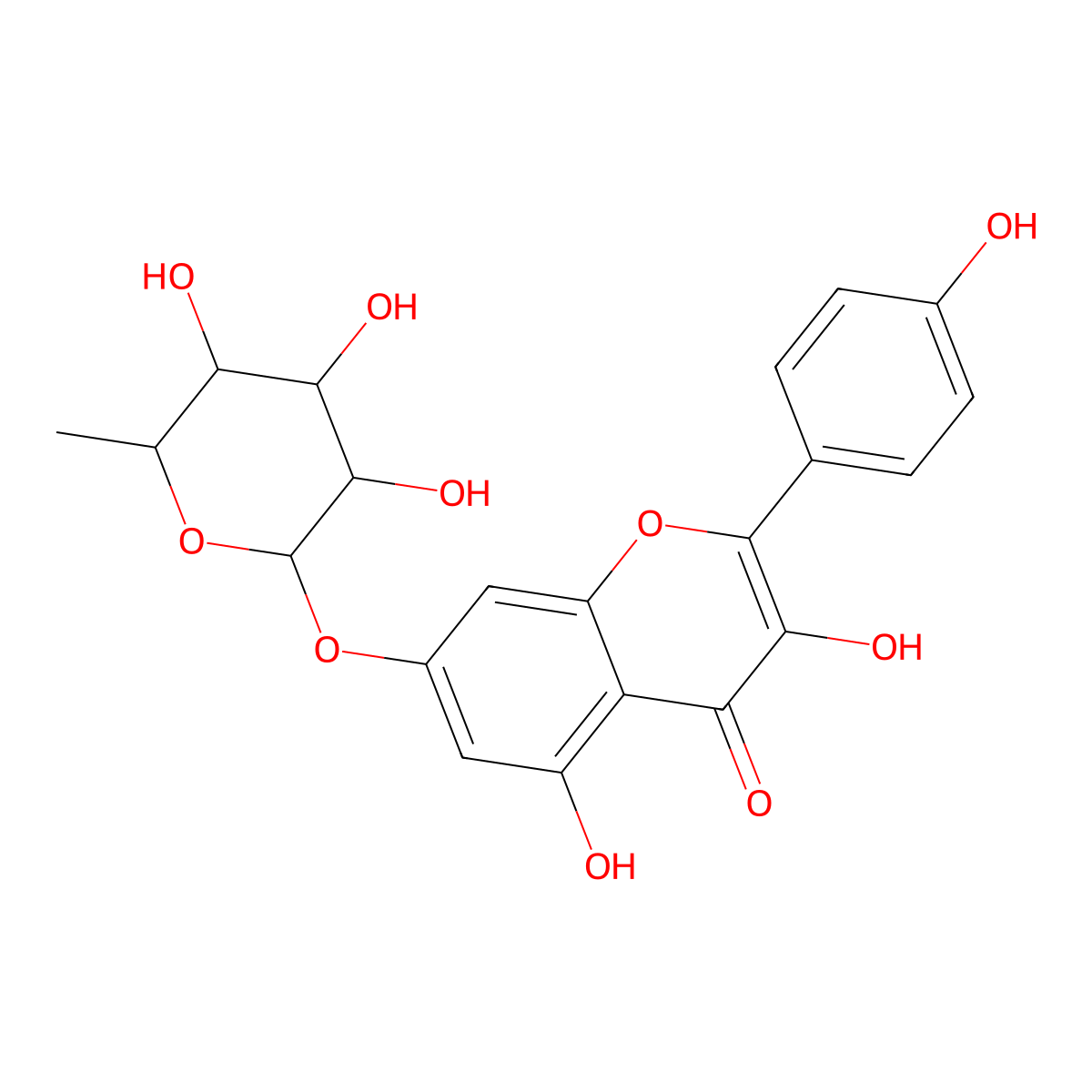 Kaempferol-7-O-alpha-L-rhamnoside molecular structure, CAS 20196-89-8