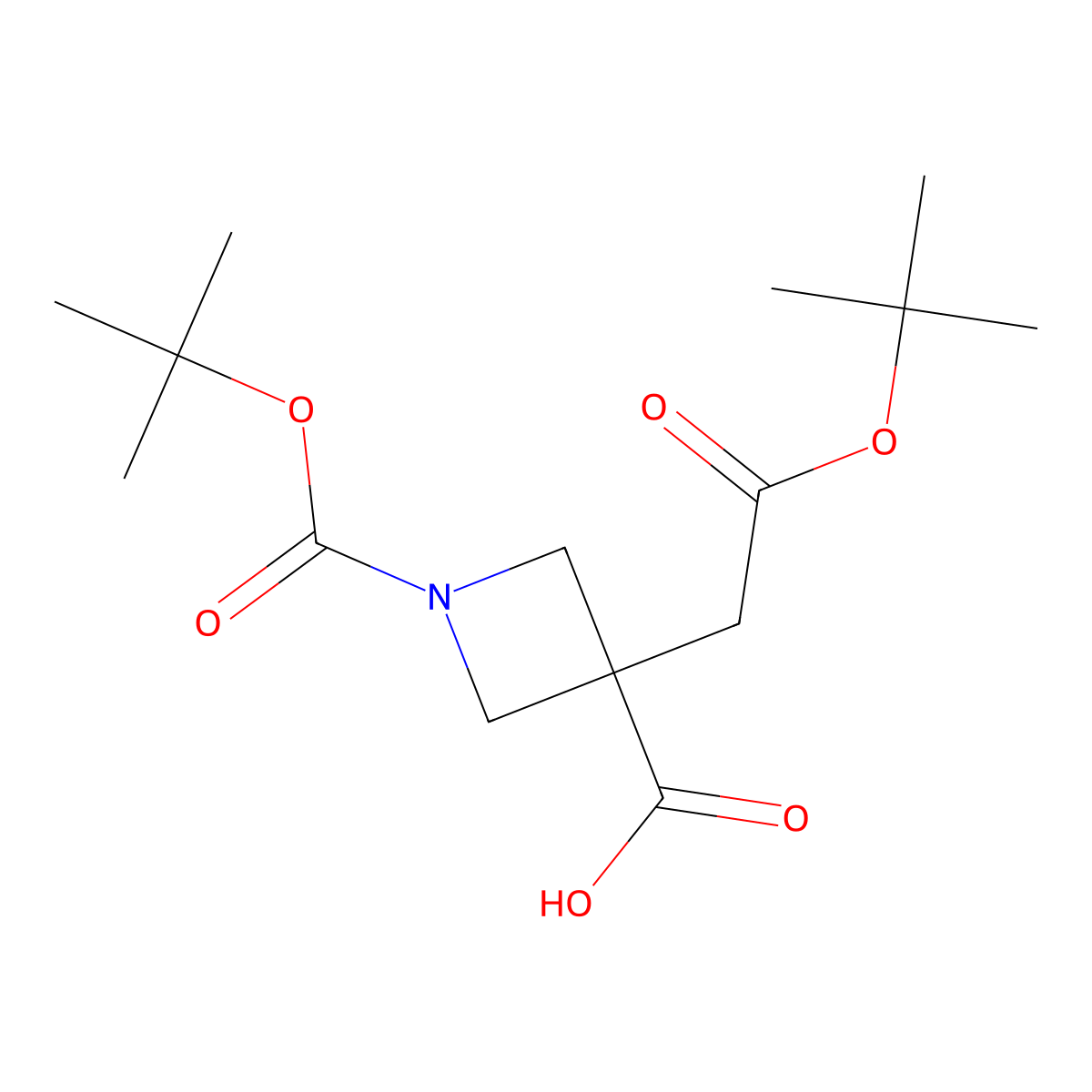 3-[2-(Tert-butoxy)-2-oxoethyl]-1-[(tert-butoxy)carbonyl]azetidine-3-carboxylic acid molecular structure, CAS 2019606-85-8