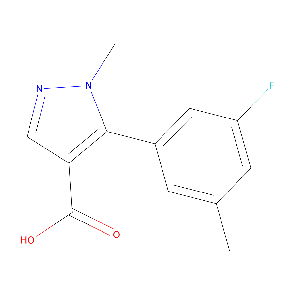 5-(3-fluoro-5-methylphenyl)-1-methyl-1H-pyrazole-4-carboxylic acid molecular structure, CAS 2019756-09-1