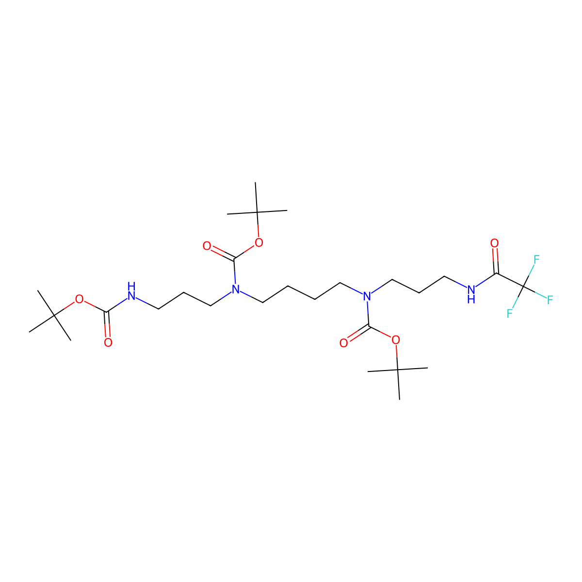 Tert-butyl (4-((tert-butoxycarbonyl)(3-(2,2,2-trifluoroacetamido)propyl)amino)butyl)(3-((tert-butoxycarbonyl)amino)propyl)carbamate molecular structure, CAS 201984-66-9