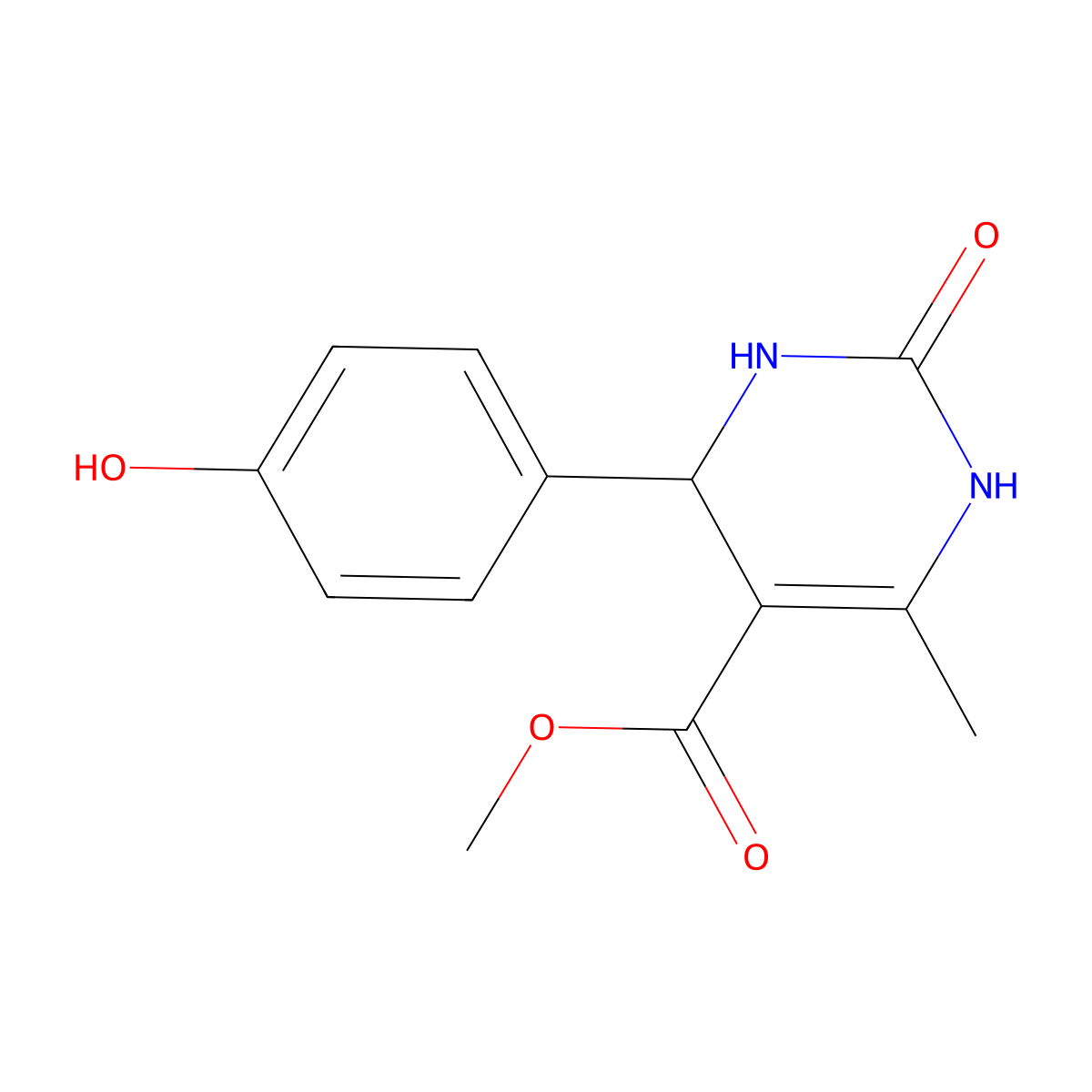 Methyl 4-(4-hydroxyphenyl)-6-methyl-2-oxo-1,2,3,4-tetrahydropyrimidine-5-carboxylate molecular structure, CAS 201989-30-2
