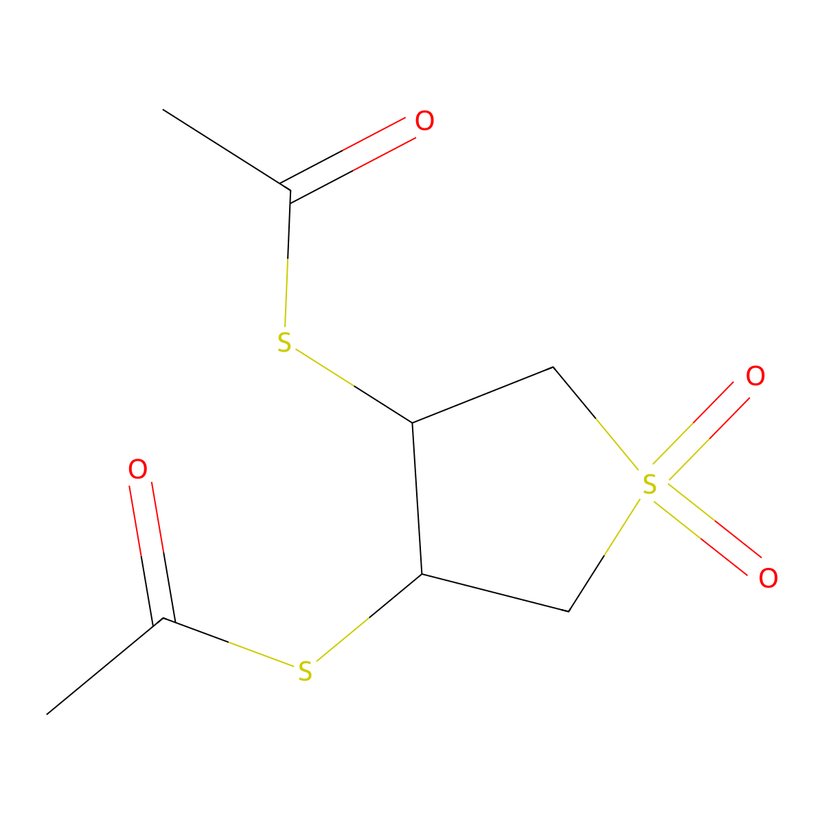 S-(4-acetylsulfanyl-1,1-dioxothiolan-3-yl) ethanethioate molecular structure, CAS 201990-26-3