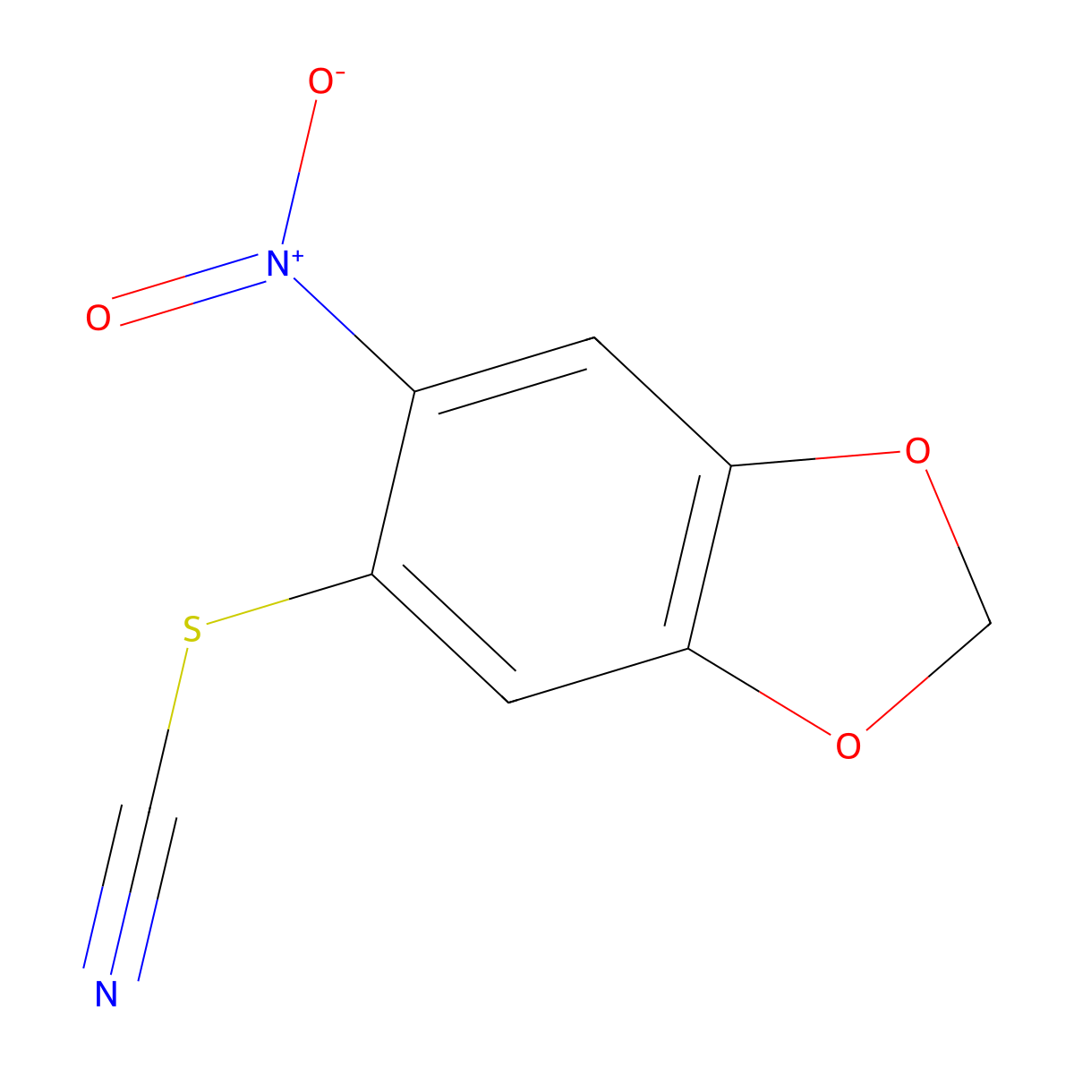 6-Nitro-1,3-benzodioxol-5-yl thiocyanate molecular structure, CAS 201990-49-0