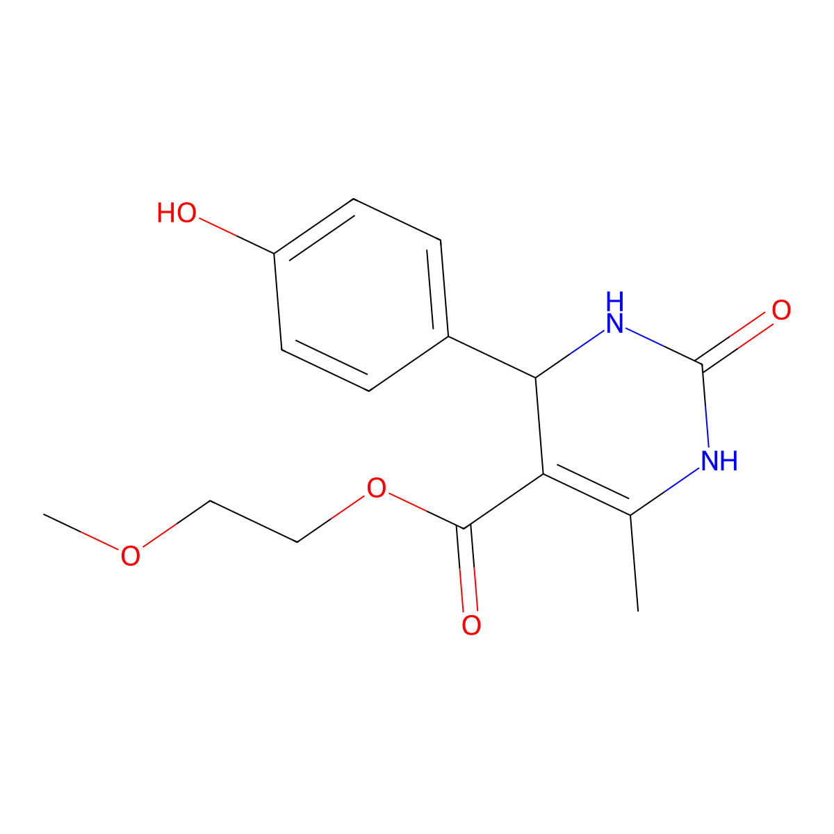 2-Methoxyethyl 4-(4-hydroxyphenyl)-6-methyl-2-oxo-1,2,3,4-tetrahydropyrimidine-5-carboxylate molecular structure, CAS 201992-12-3