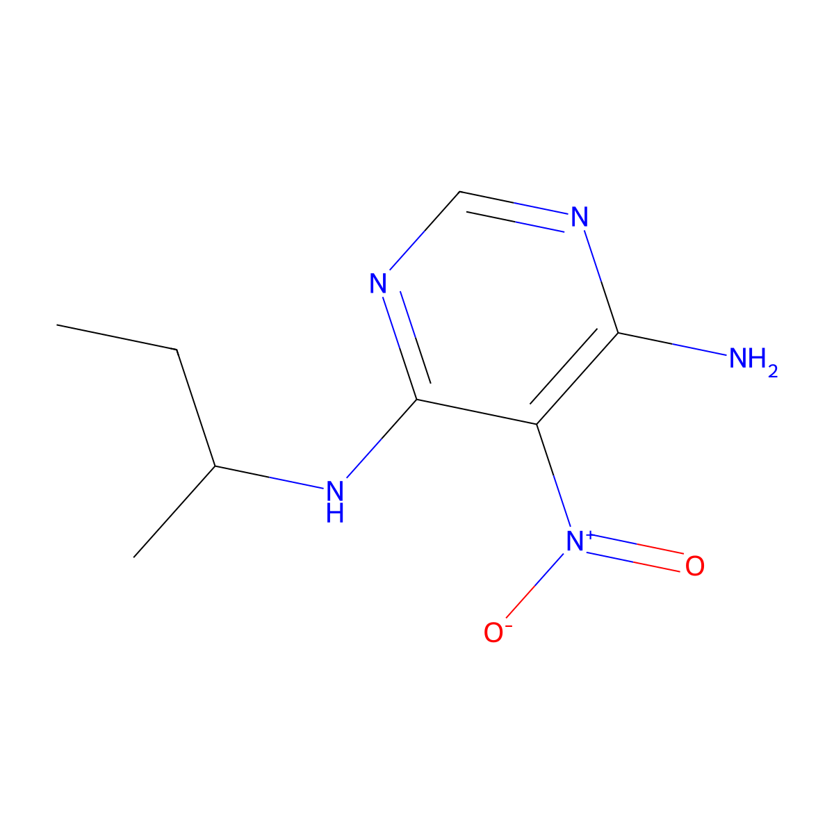N4-(sec-butyl)-5-nitropyrimidine-4,6-diamine molecular structure, CAS 201992-14-5