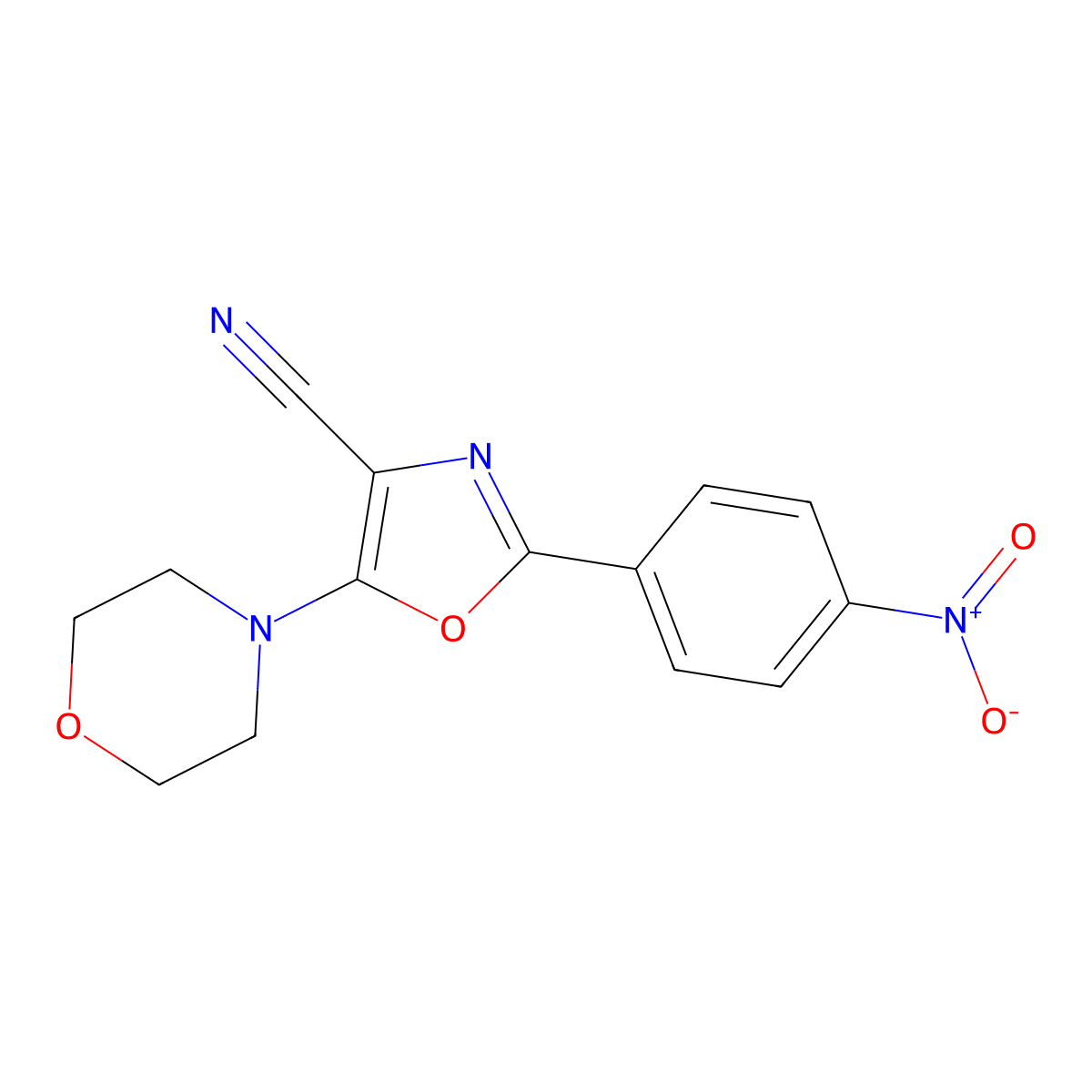 5-Morpholin-4-yl-2-(4-nitrophenyl)-1,3-oxazole-4-carbonitrile molecular structure, CAS 201992-48-5